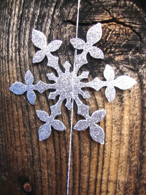 Silver glitter hanging snowflakes