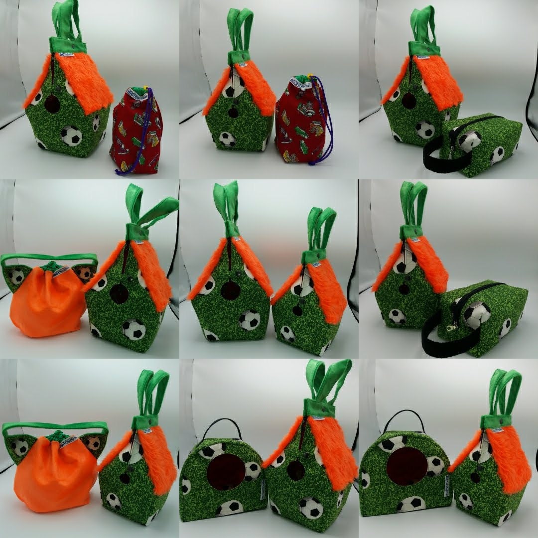 Comparison collage of FiberRachel project bags
