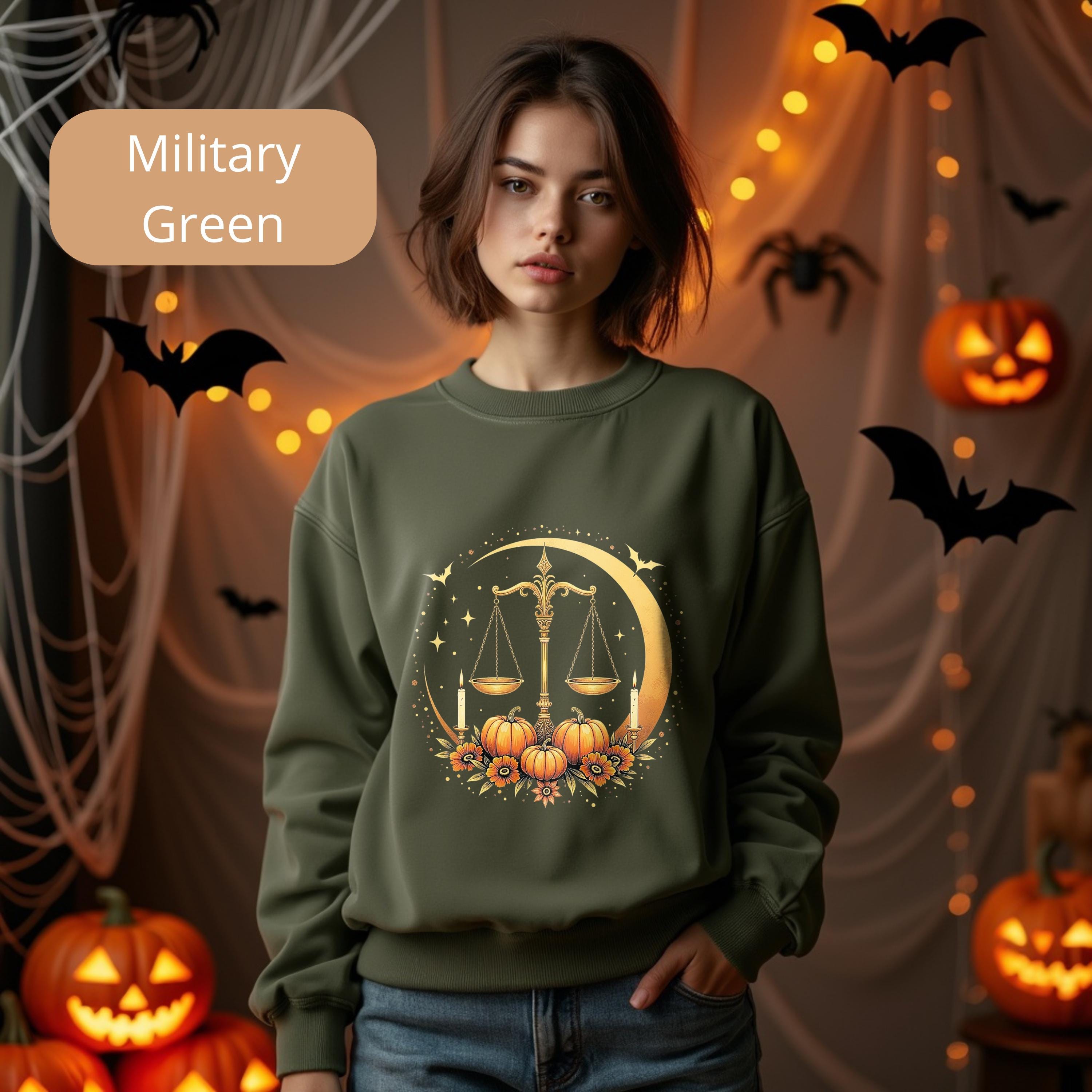 Halloween Libra Sweatshirt Hoodie – Zodiac Astrology Pumpkin Shirt – Cute Libra Halloween Top – Libra Gifts