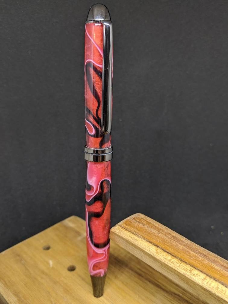 red acrylic wood pen