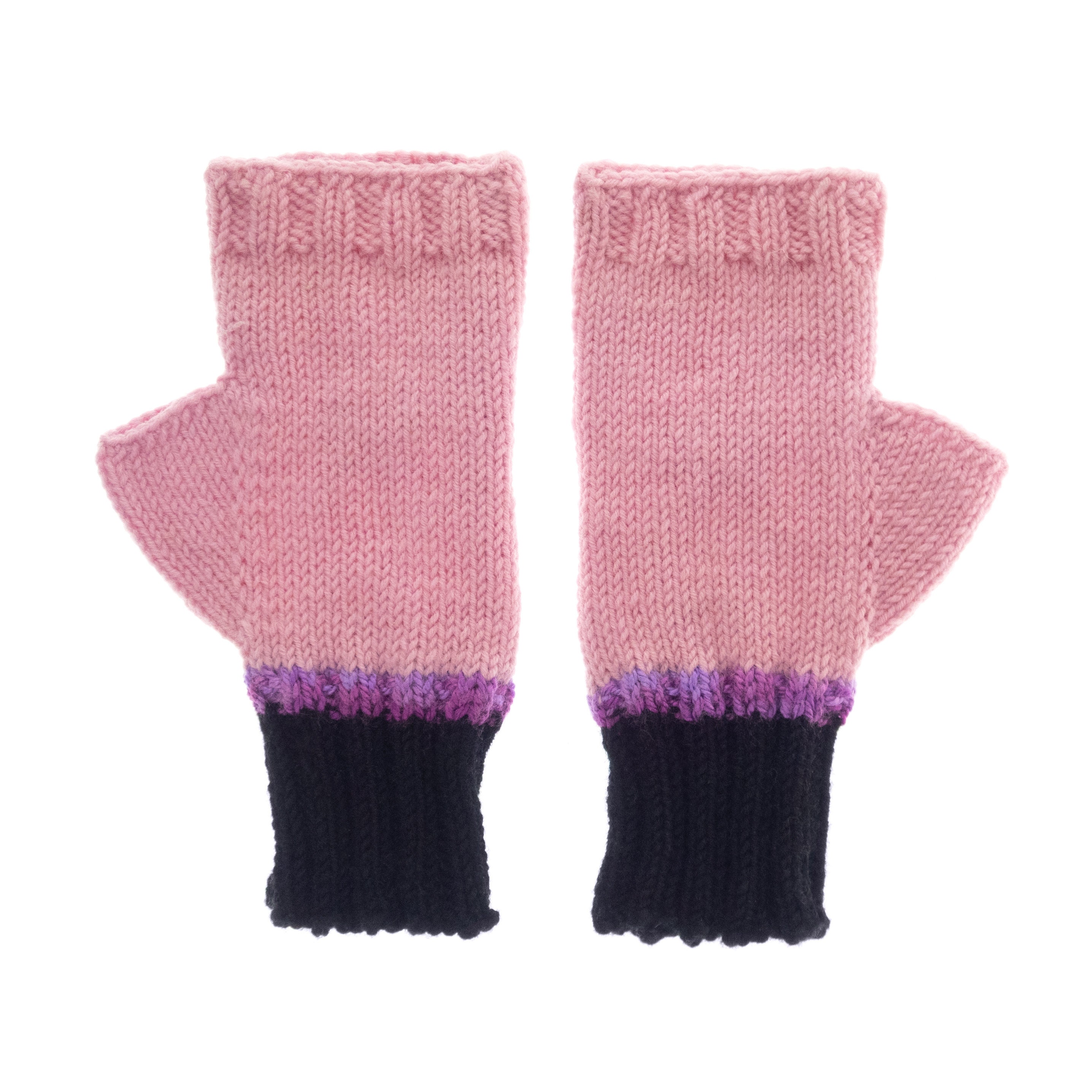 Crochet Mittens Fingerless Gloves Pink Owls