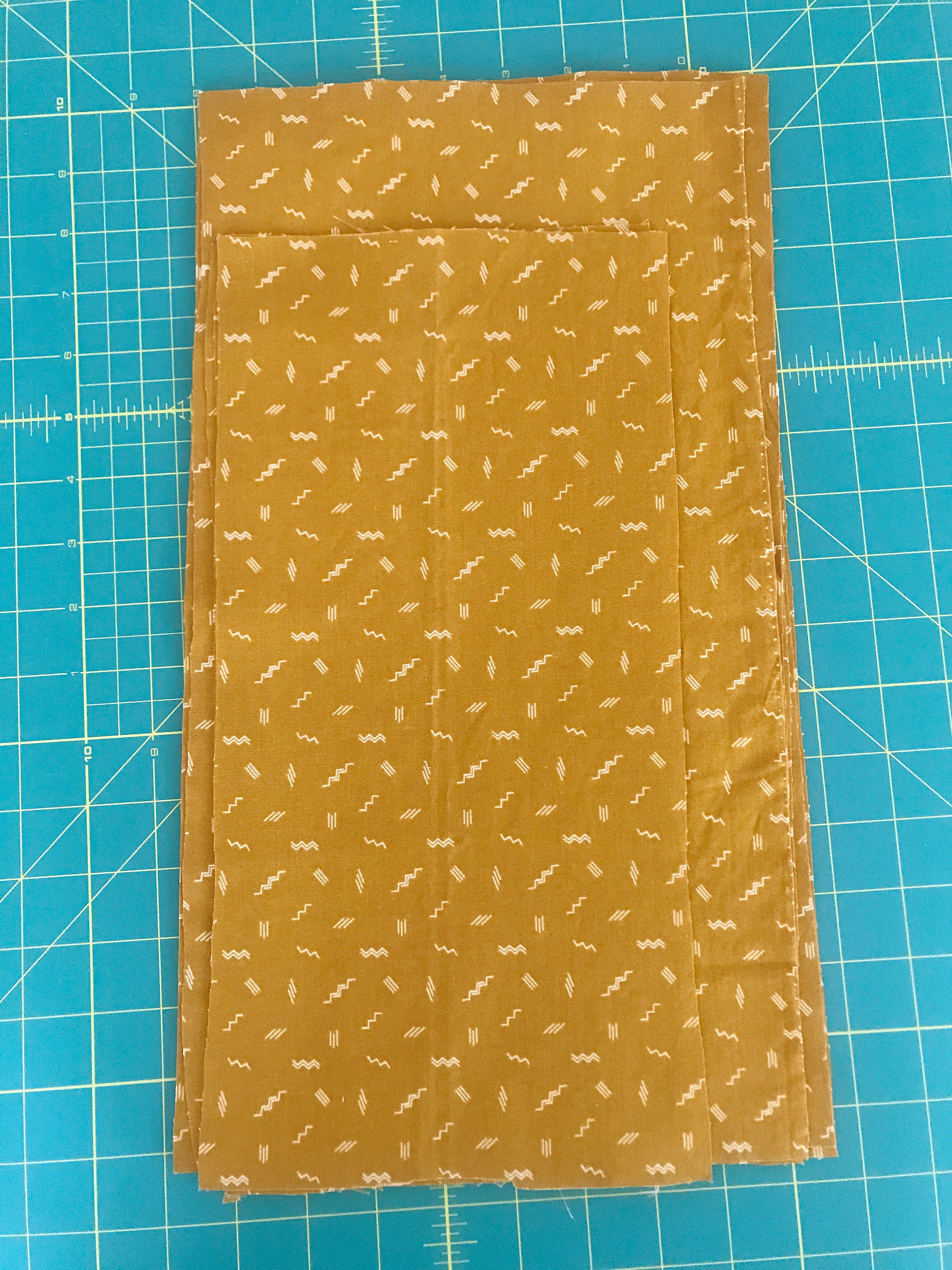 Figo Fabric Treehouse Zigzag in Ochre for pleated masks.