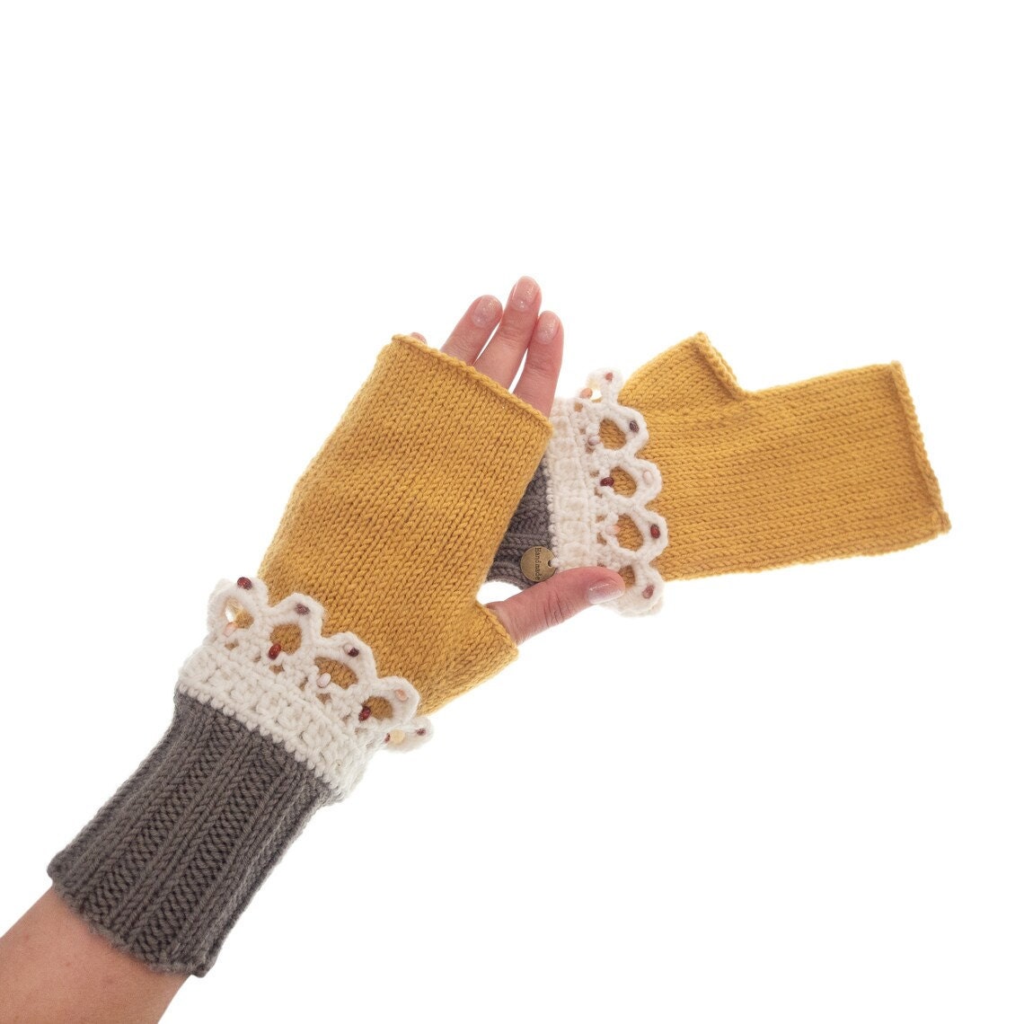 Ladies Cashmere Gloves, Knit Fingerless