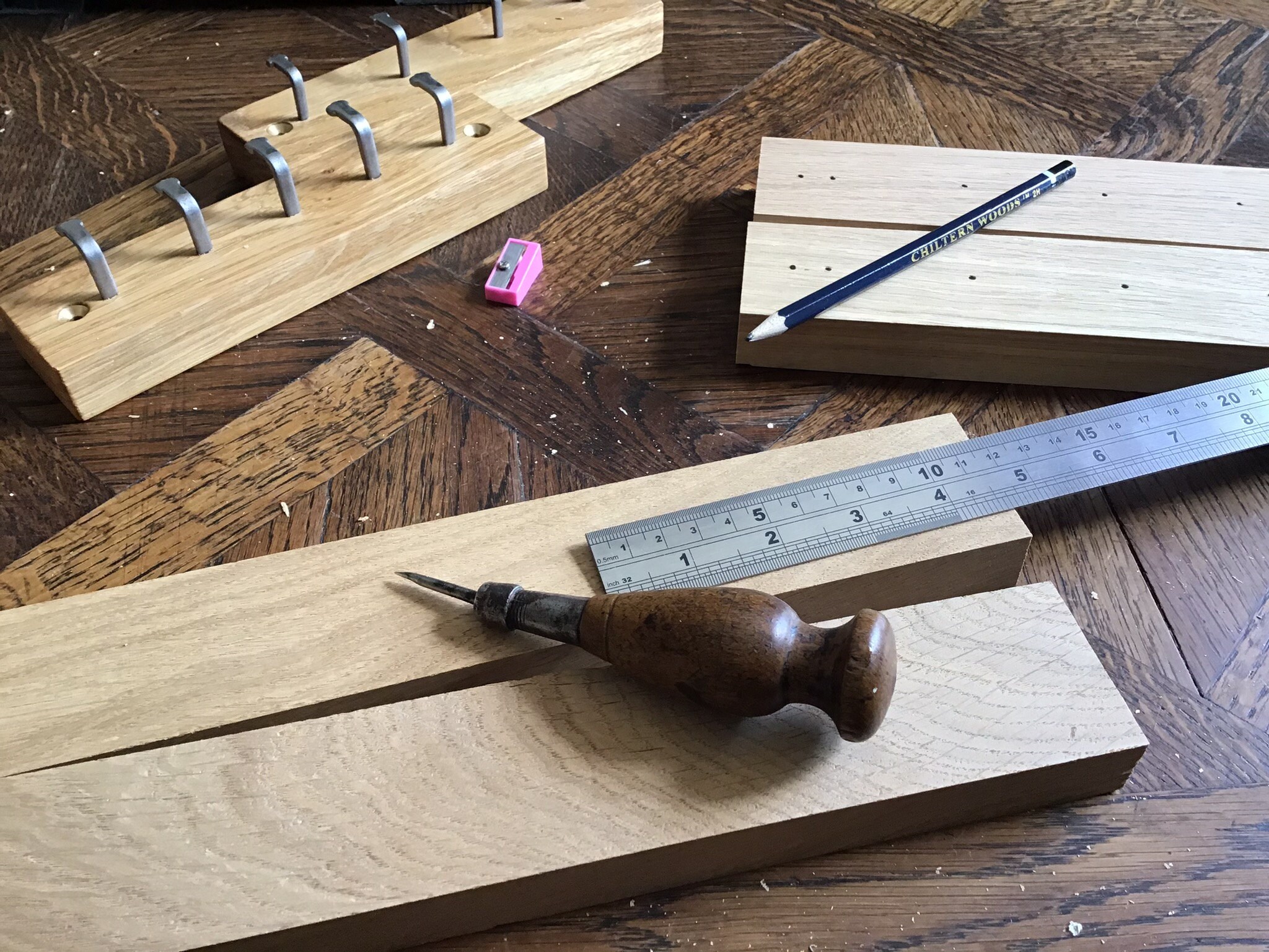 Oak wood key racks - handmade by Gorlech, Wales, UK