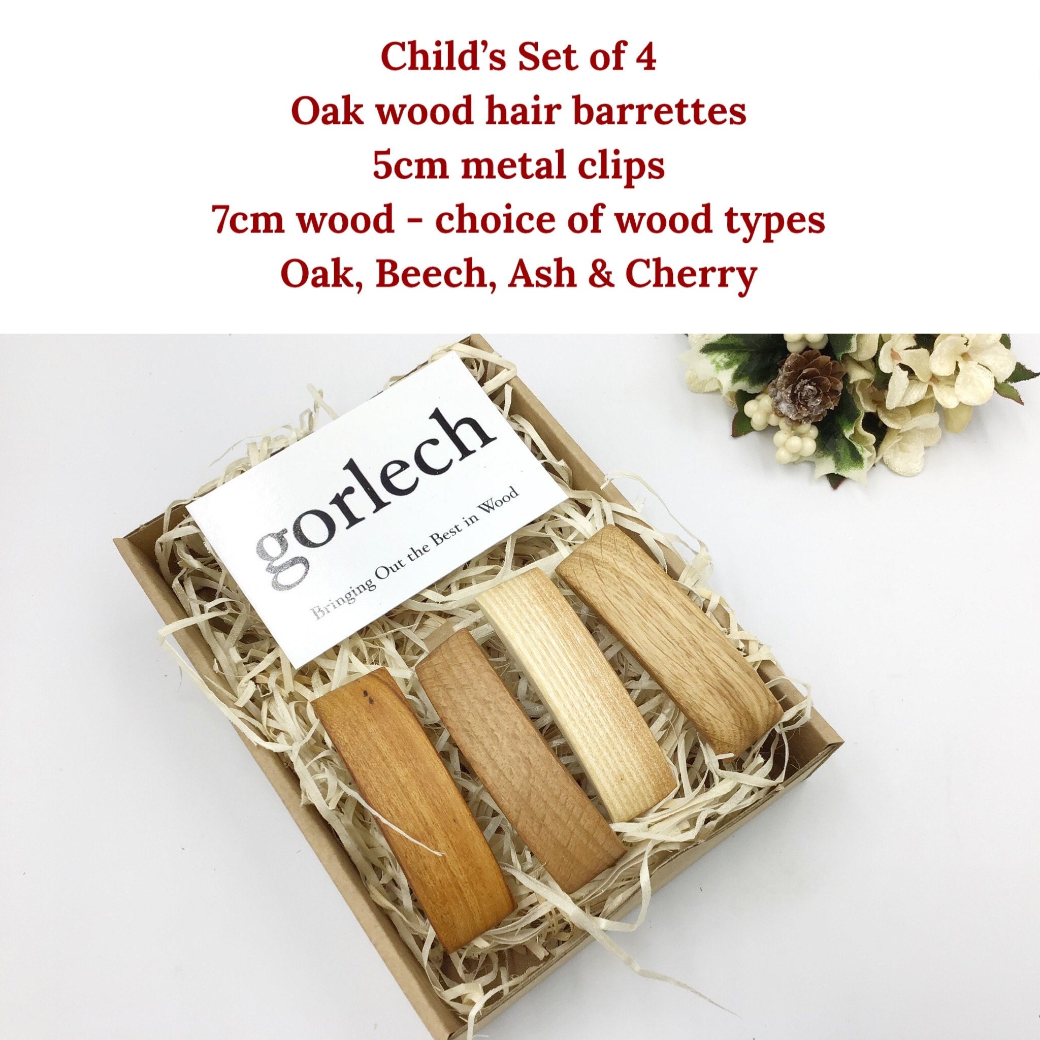 Gorlech hair barrettes- natural wood hair accessories