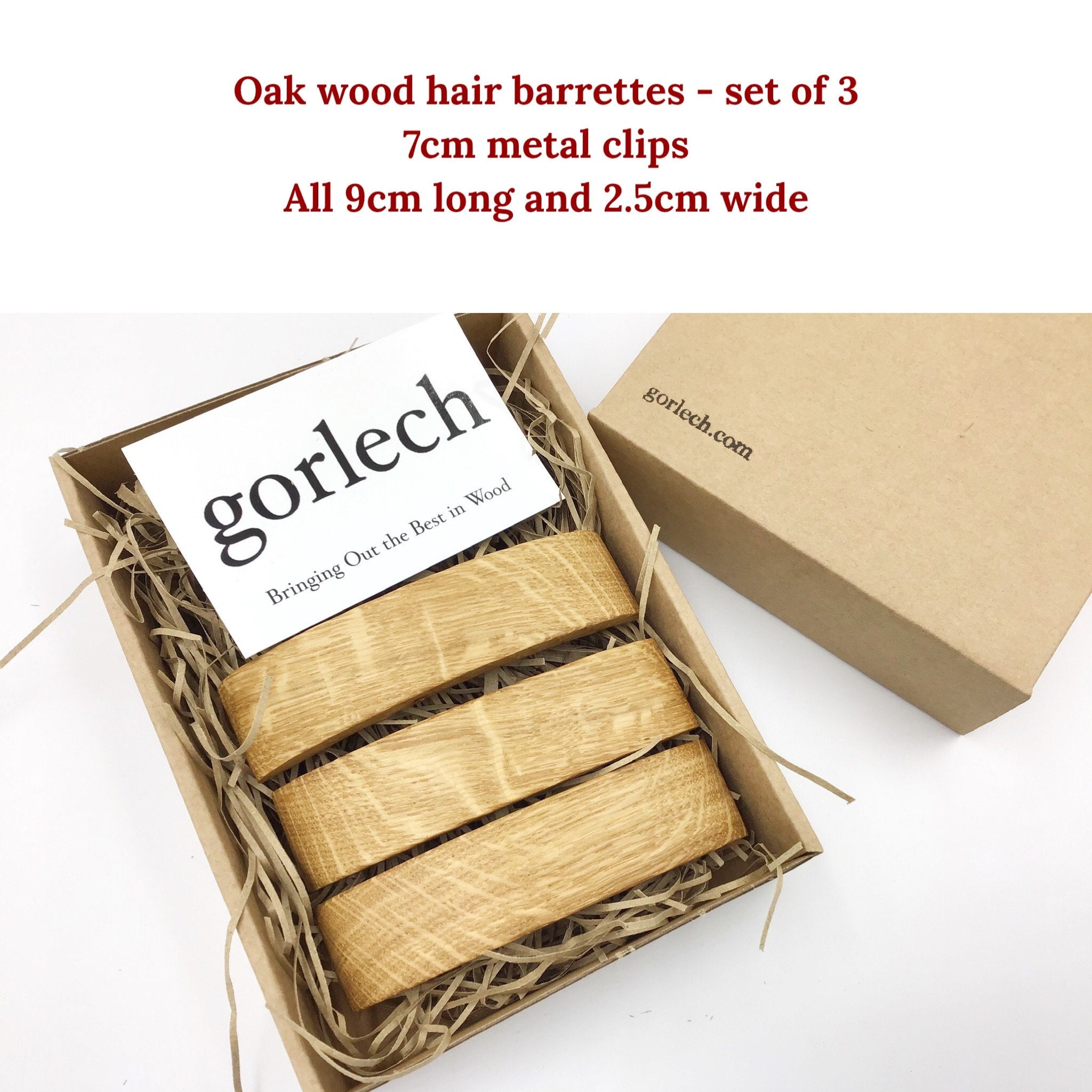 Gorlech hair barrettes- natural wood hair accessories