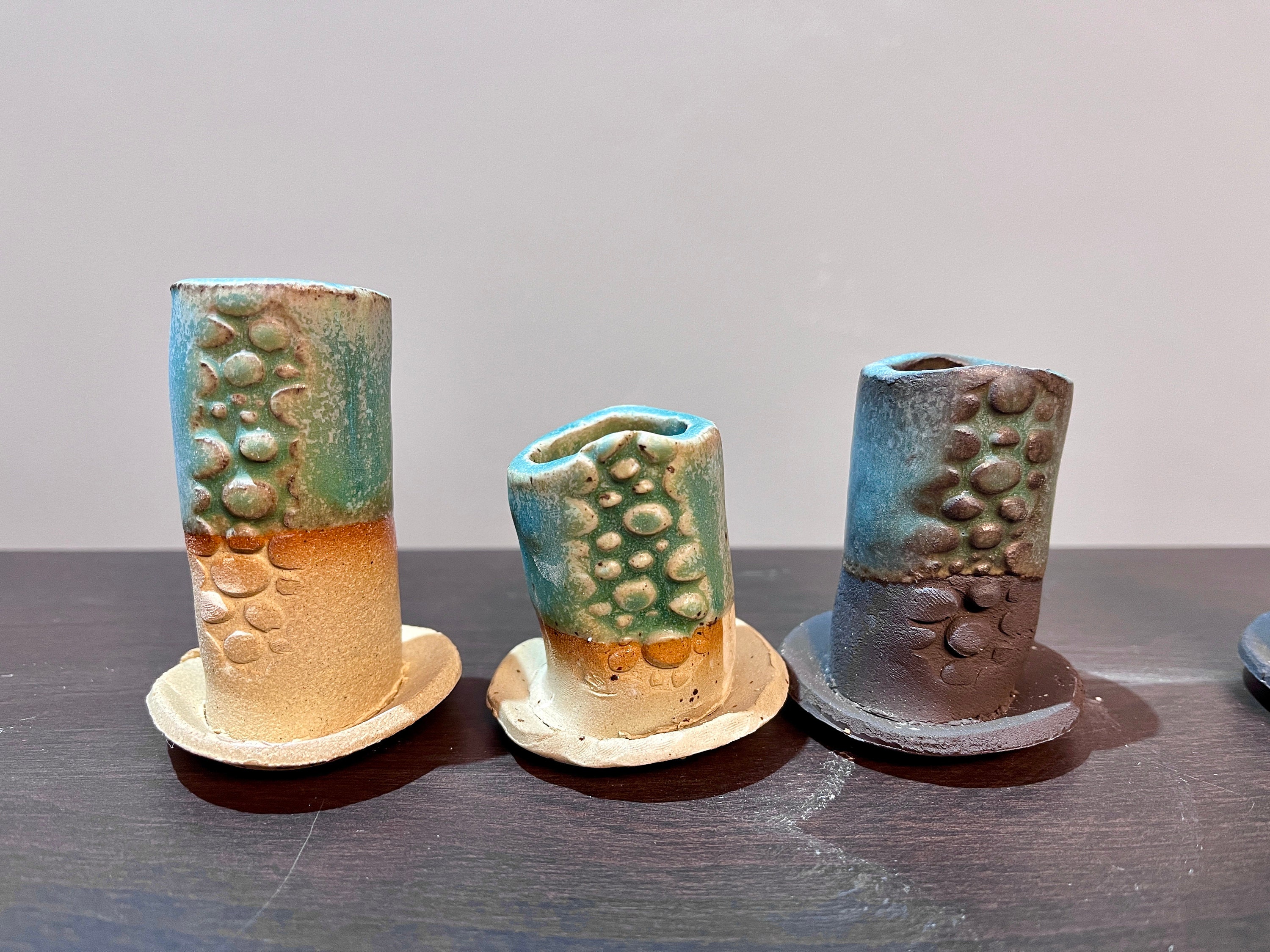Matte turquoise glaze test tiles