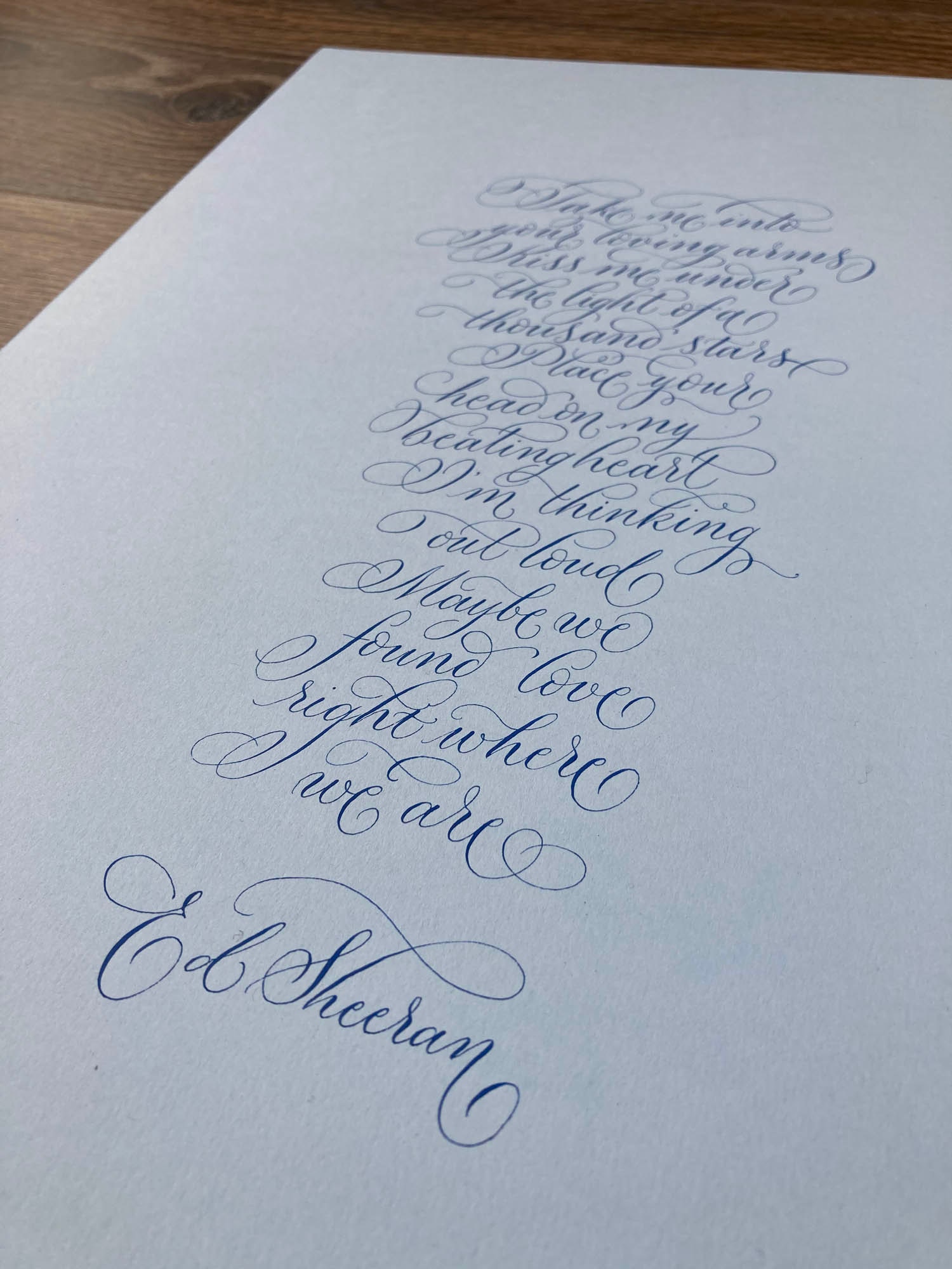 Ed Sheeran song lyrics calligraphy