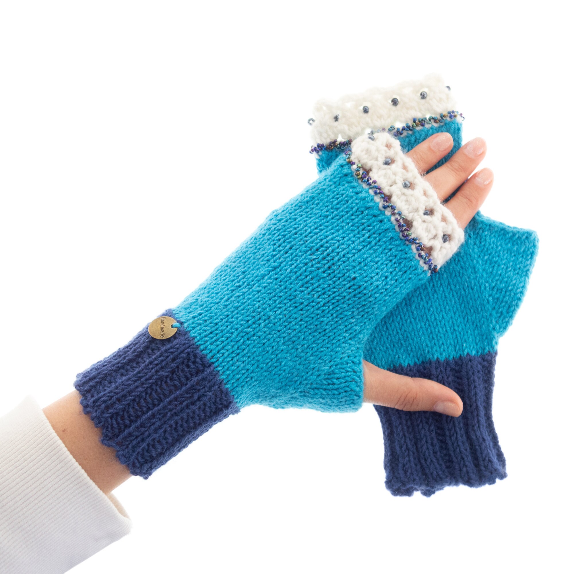 handmade wooly mittens, wool fingerless gloves for adults