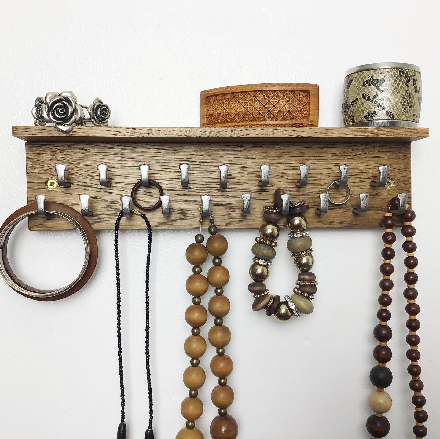 Dark Oak wood Jewellery Display Rack by gorlech UK
