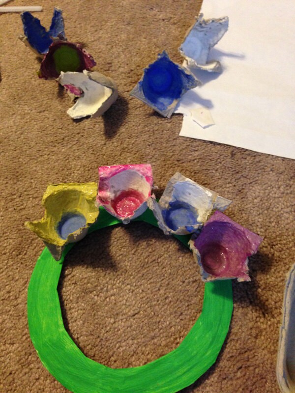 Easter spring flower wreath kids craft