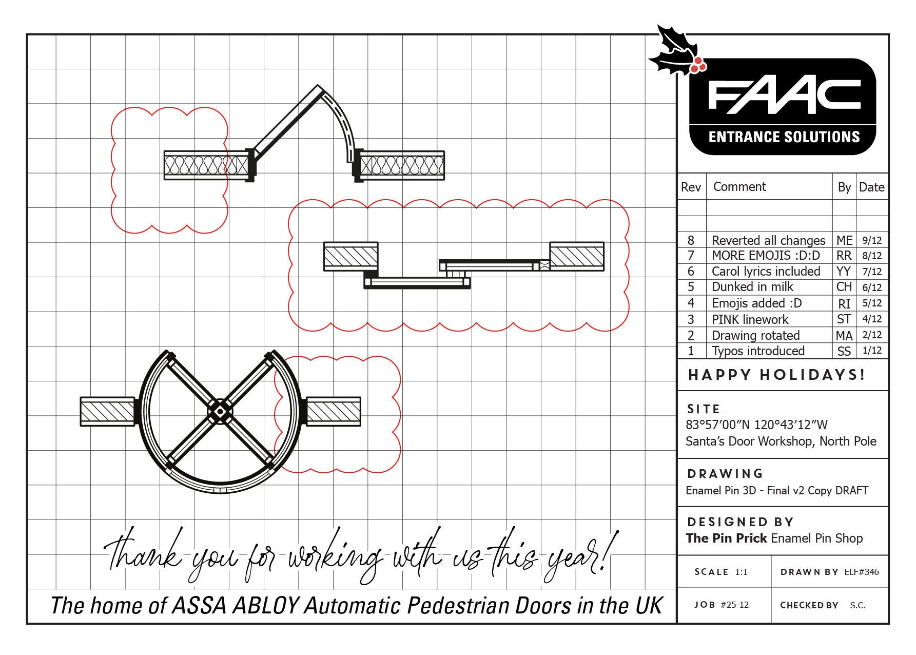 Swing Sliding Rotating Revolving Door in Plan Vector Linework AutoCAD CAD Layout on Title Block