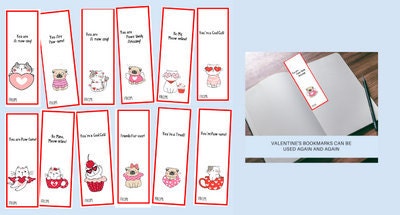 Printable Valentines Cards Bookmarks