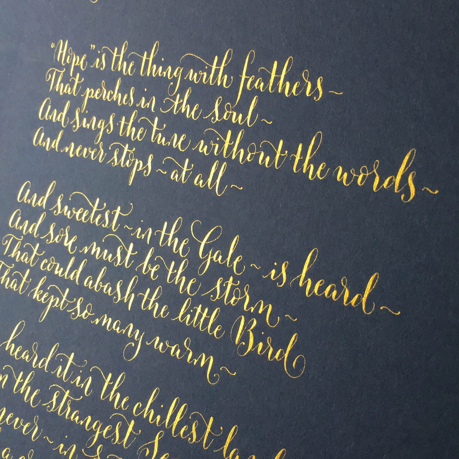 Hope is the thing with feathers calligraphy