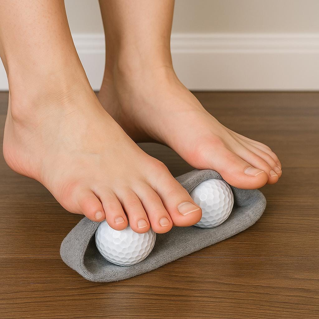 Massageador caseiro: Perfeito para massagear os pés ou costas (coloque duas em uma meia, por exemplo).