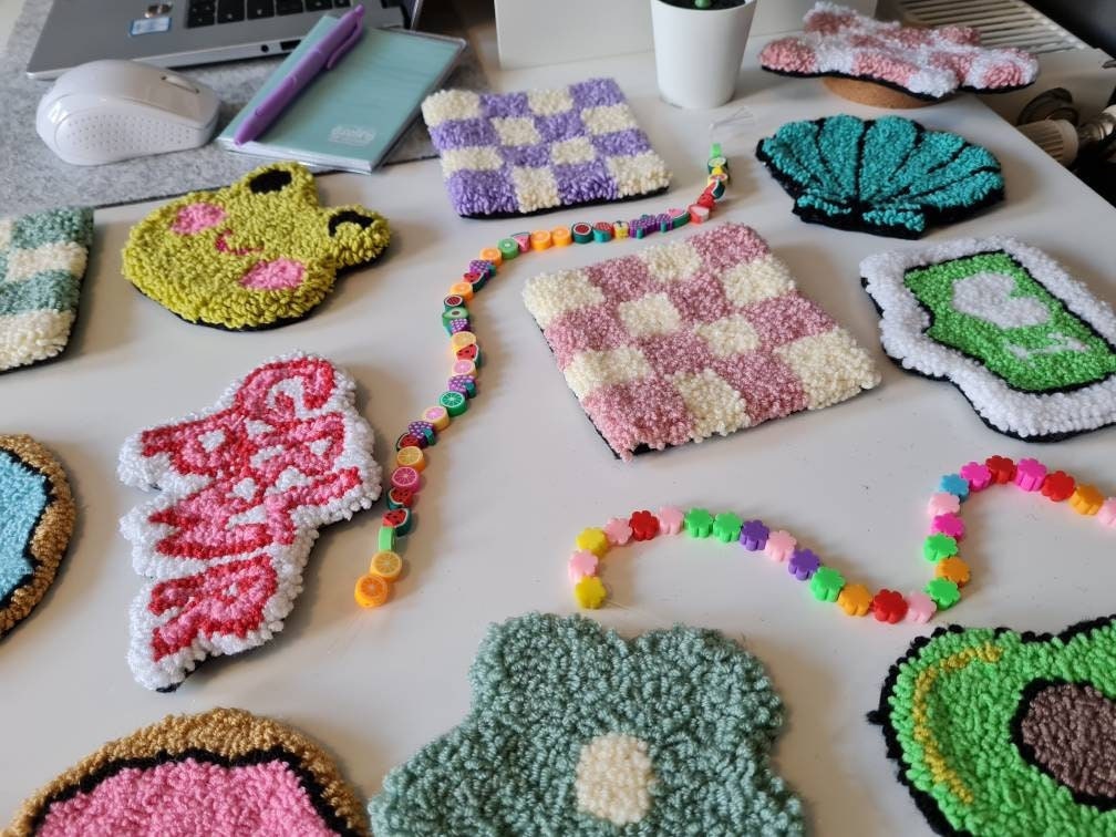 Funky Punch Needle Coasters