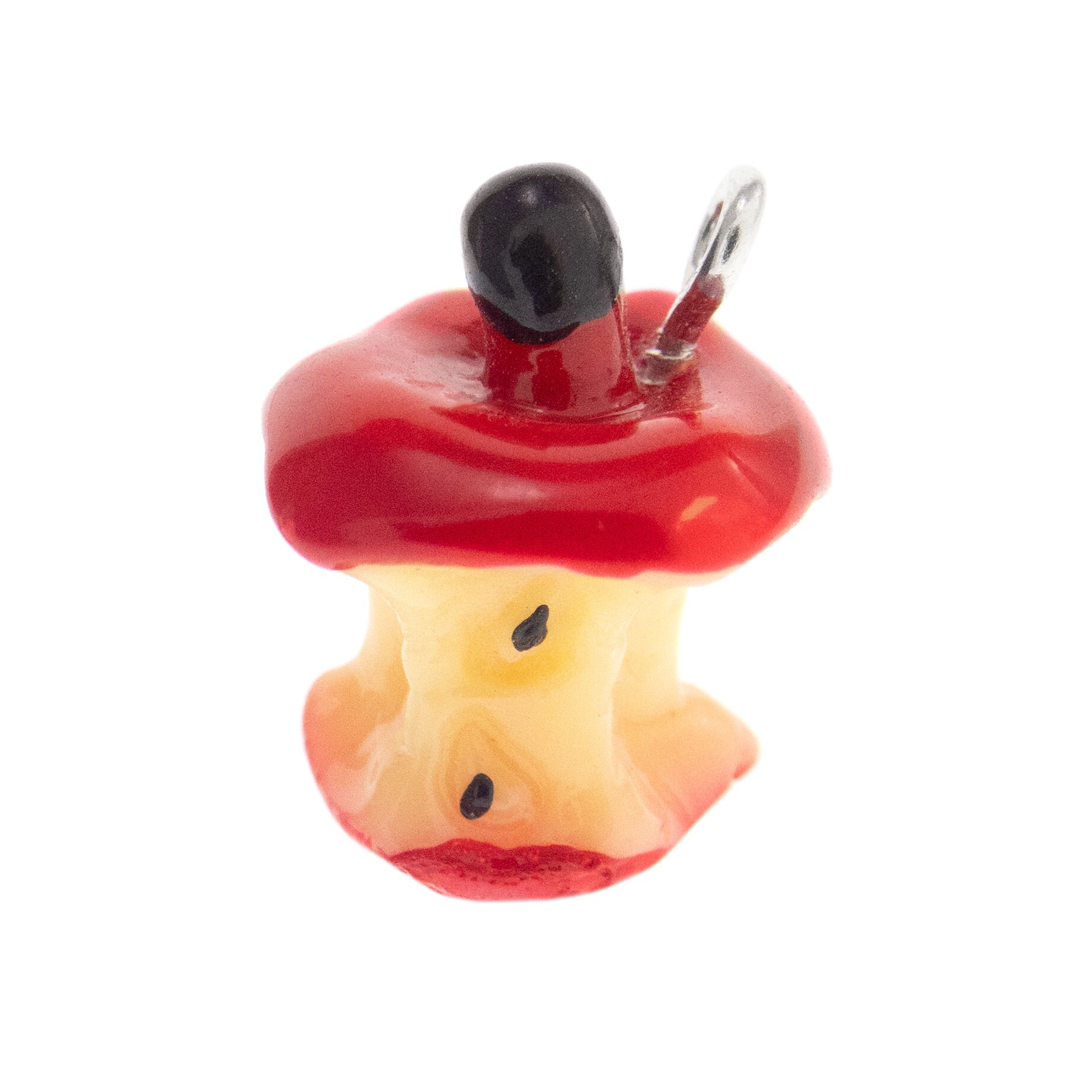 Eaten Apple Necklace. Good Presents for Vegetarians. Red Bitten Apple Shaped Statement Necklace with Charm. Best Gifts for Vegans Birthday