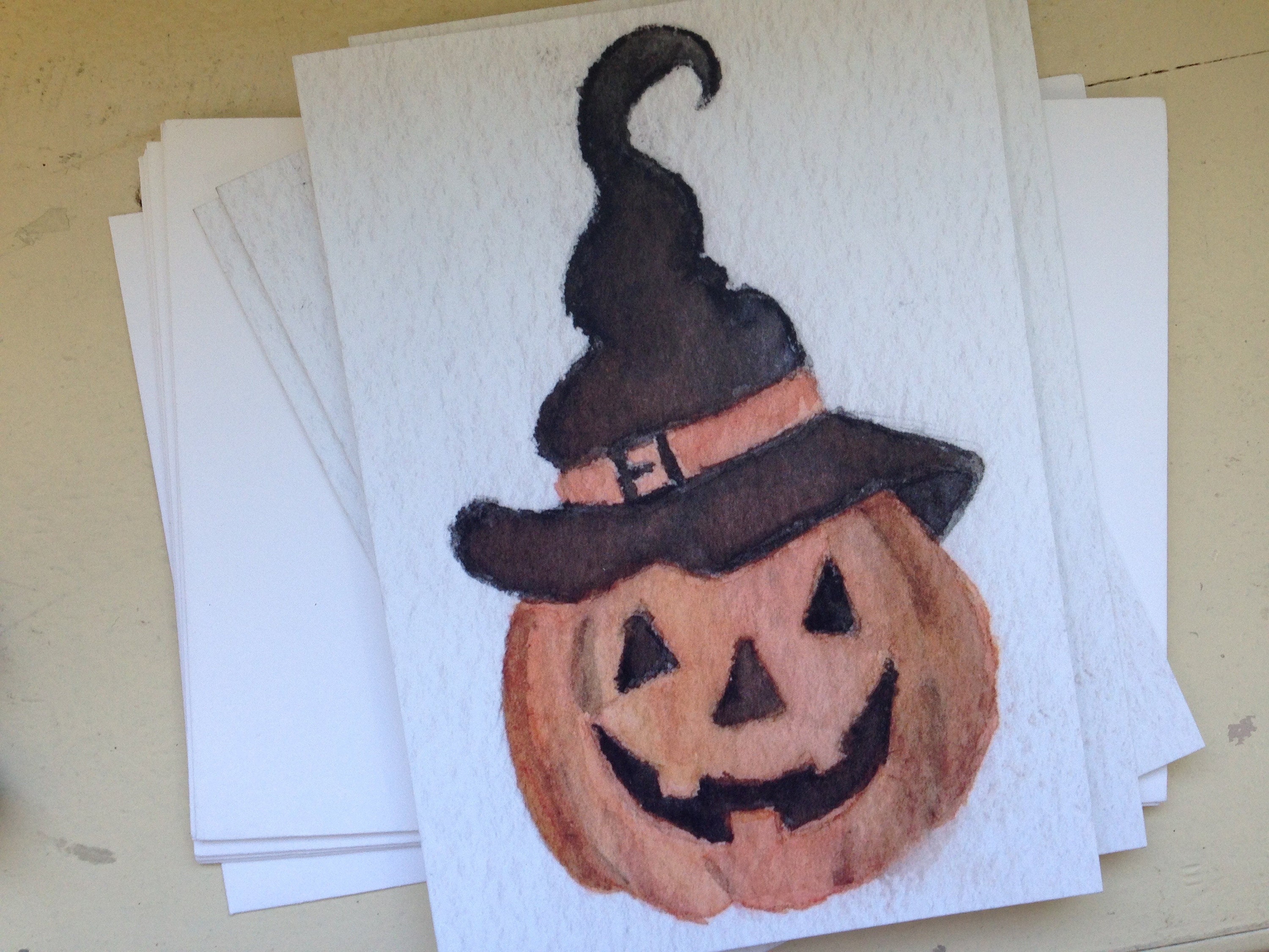 jackolantern pumpkin illustration greeting card, Natalie Bradley art