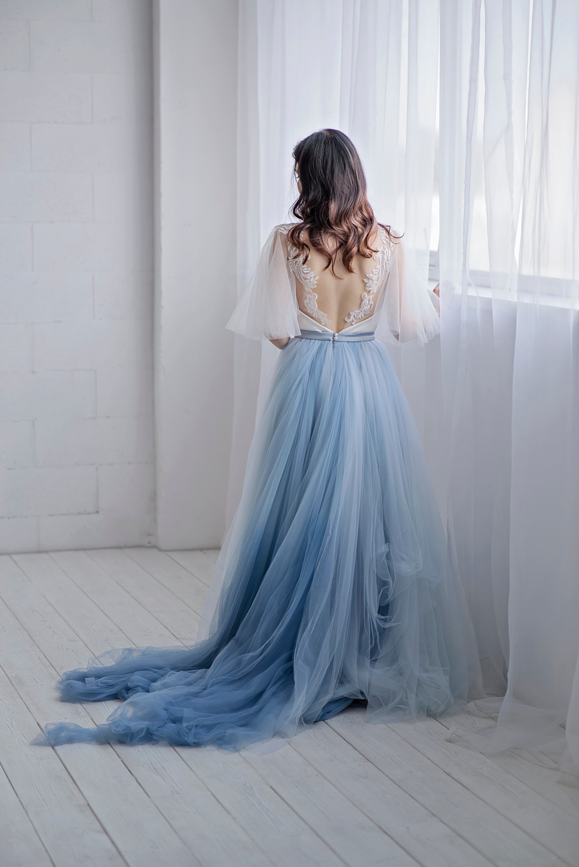 Blue ombre bridal skirt