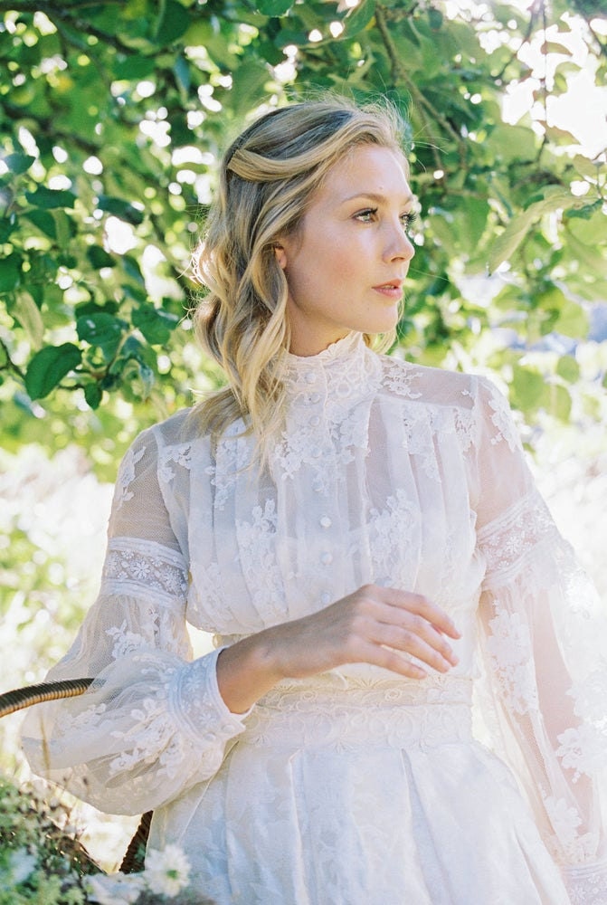 High Neck French Lace Bridal Blouse