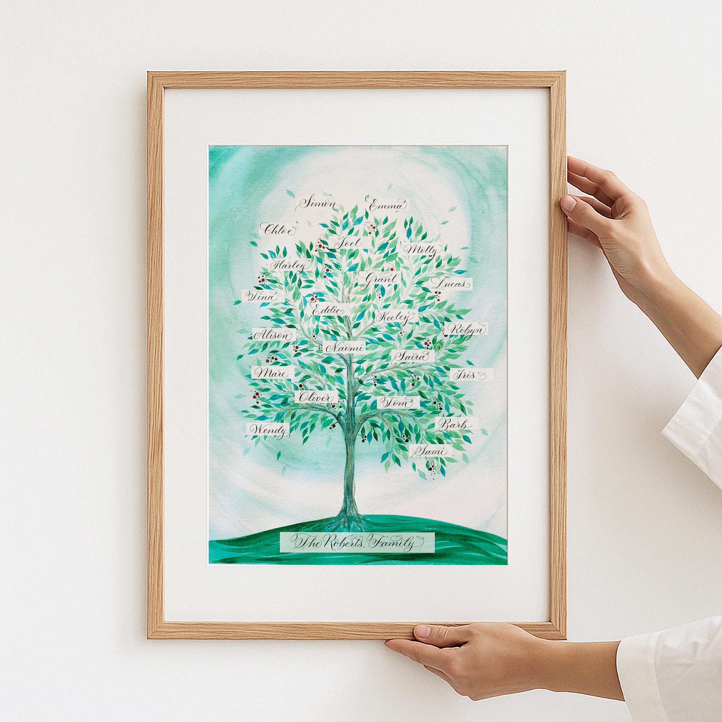 Christmassy green family tree design