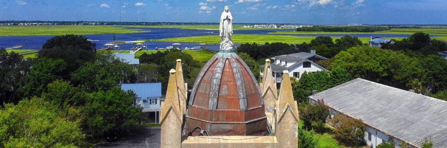 Drone view of Stella Maris. Sullivans Island.