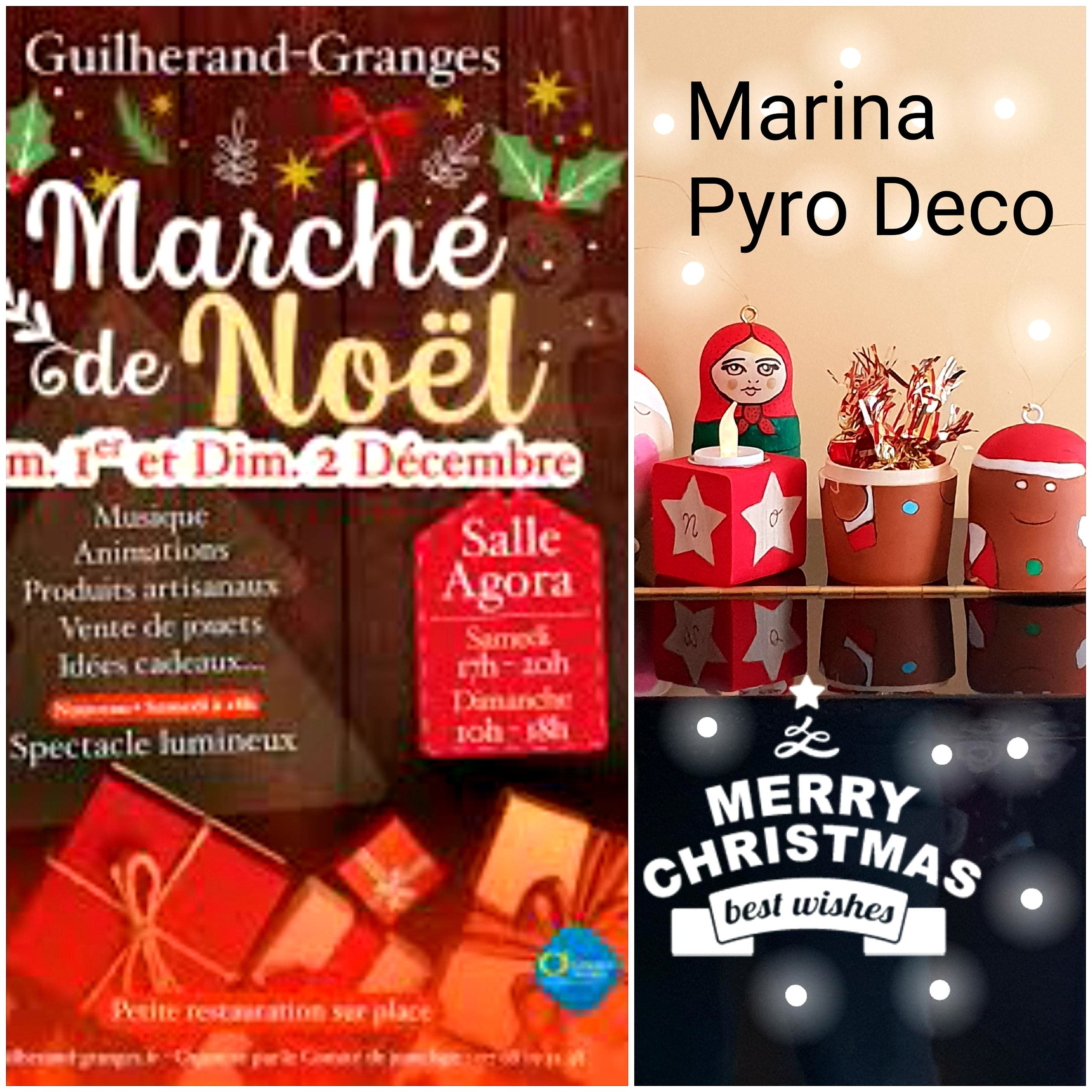 Marina Pyro Deco sera au Marché de Noël de Guilherand Granges le samedi 2 décembre et le dimanche 3 décembre 2018.