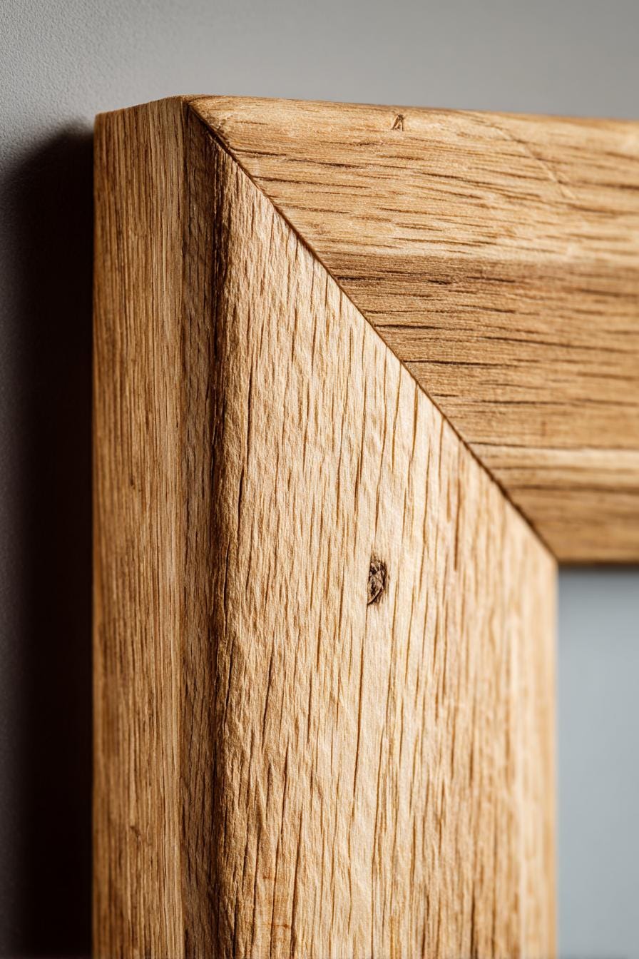 A close up on a wooden picture frame. (Extreme)