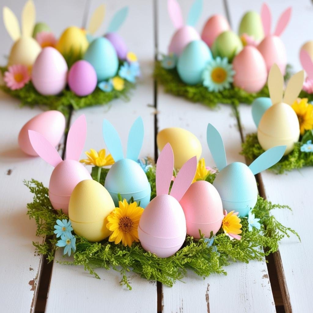 pastel easter egg wreath DIY dollar tree Easter table decor