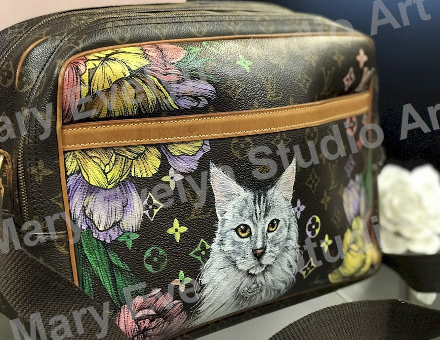 Example of my artwork on a designer leather bag