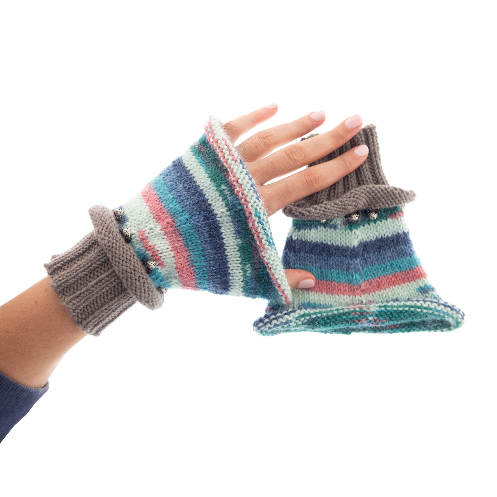 handmade mittens gloves for women, winter cable knit gloves