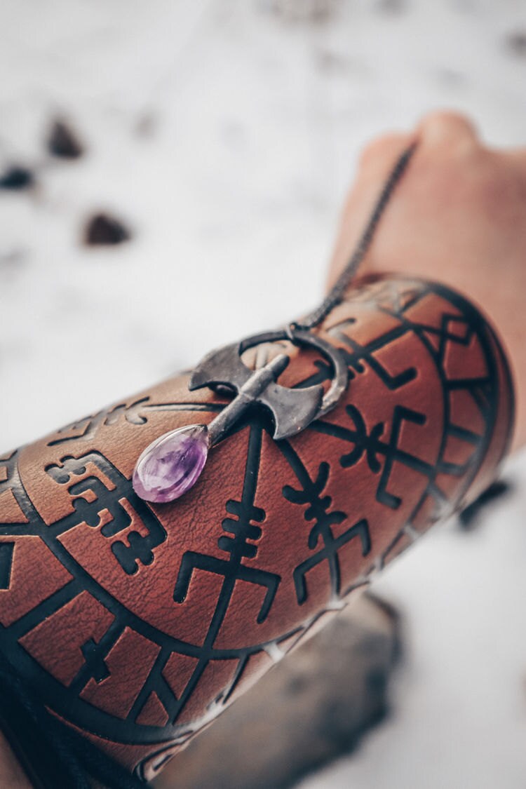 Purple Amethyst Axe Necklace