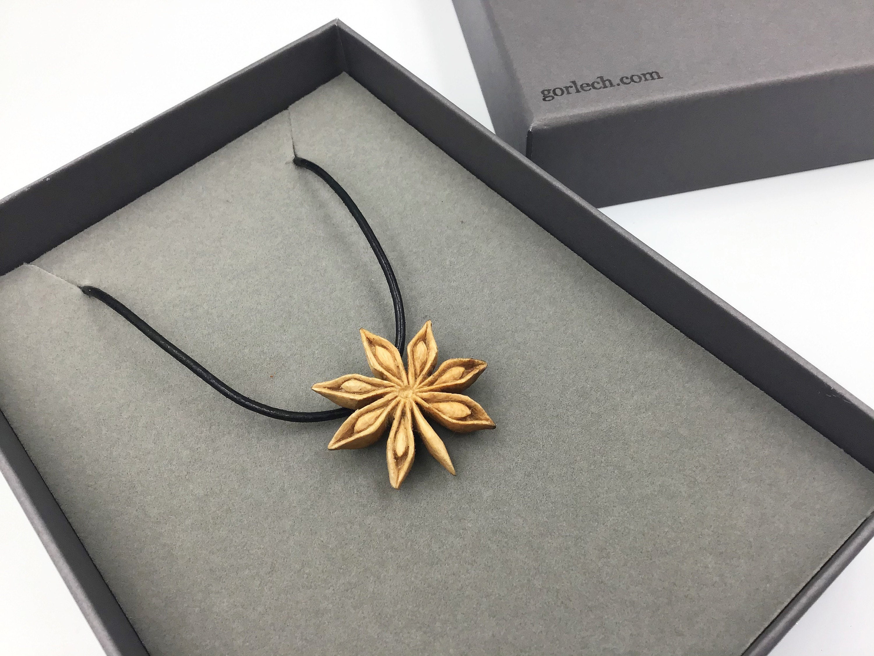 Star Anise hand carved pendant - Gorlech Wales UK