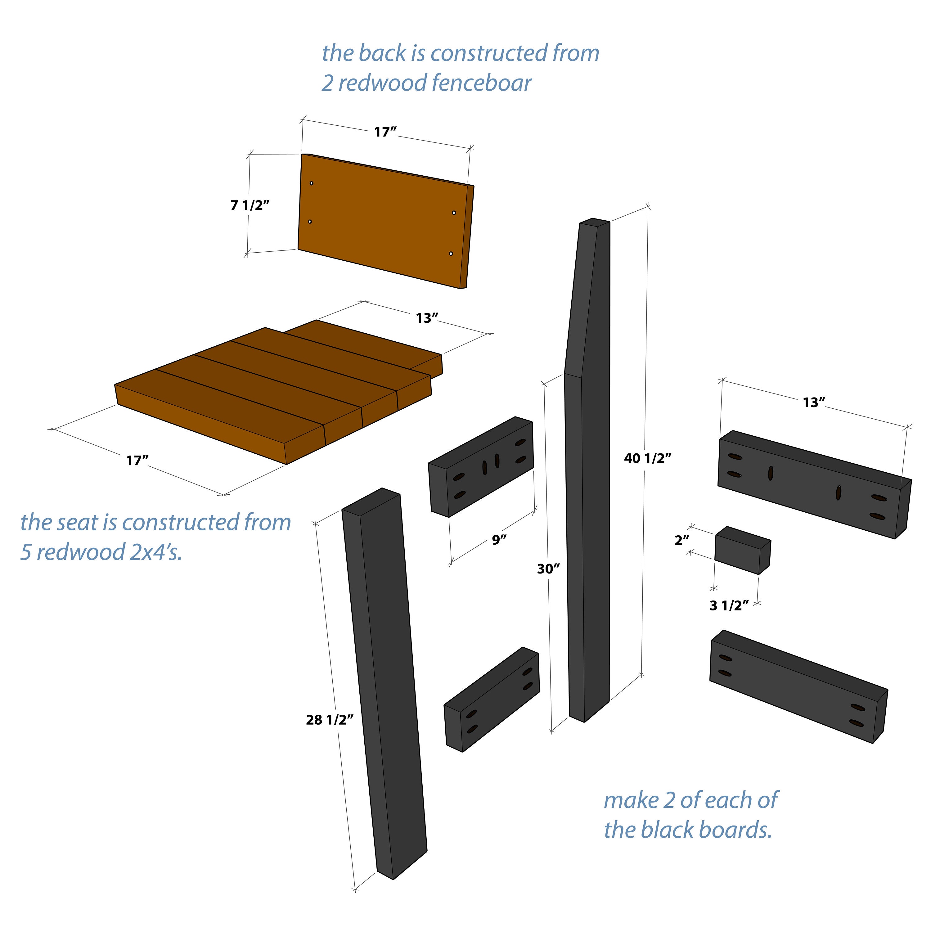 outdoor barstool exploded view