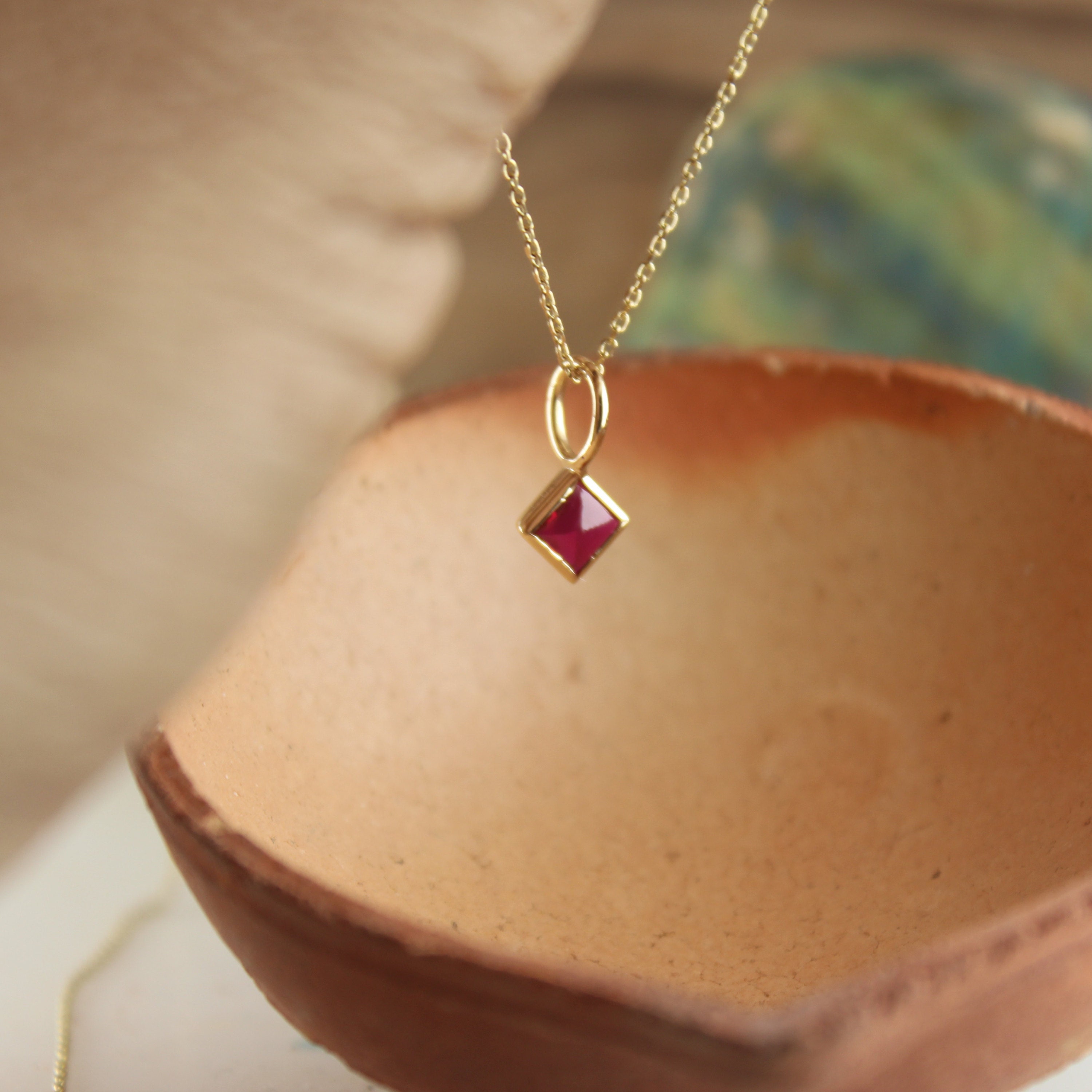 Ruby charm in solid 14k Gold