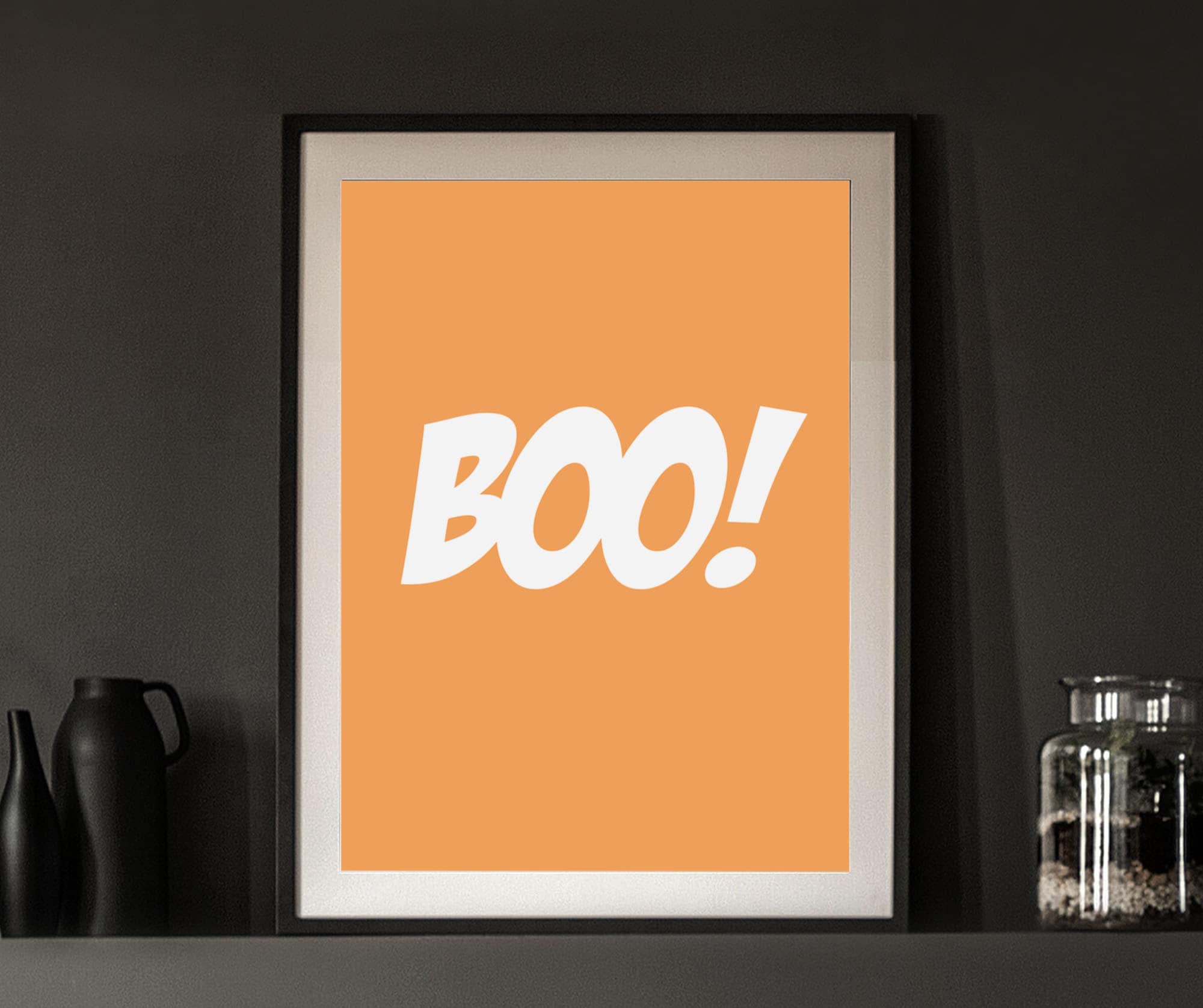 Boo! Orange and white Halloween poster