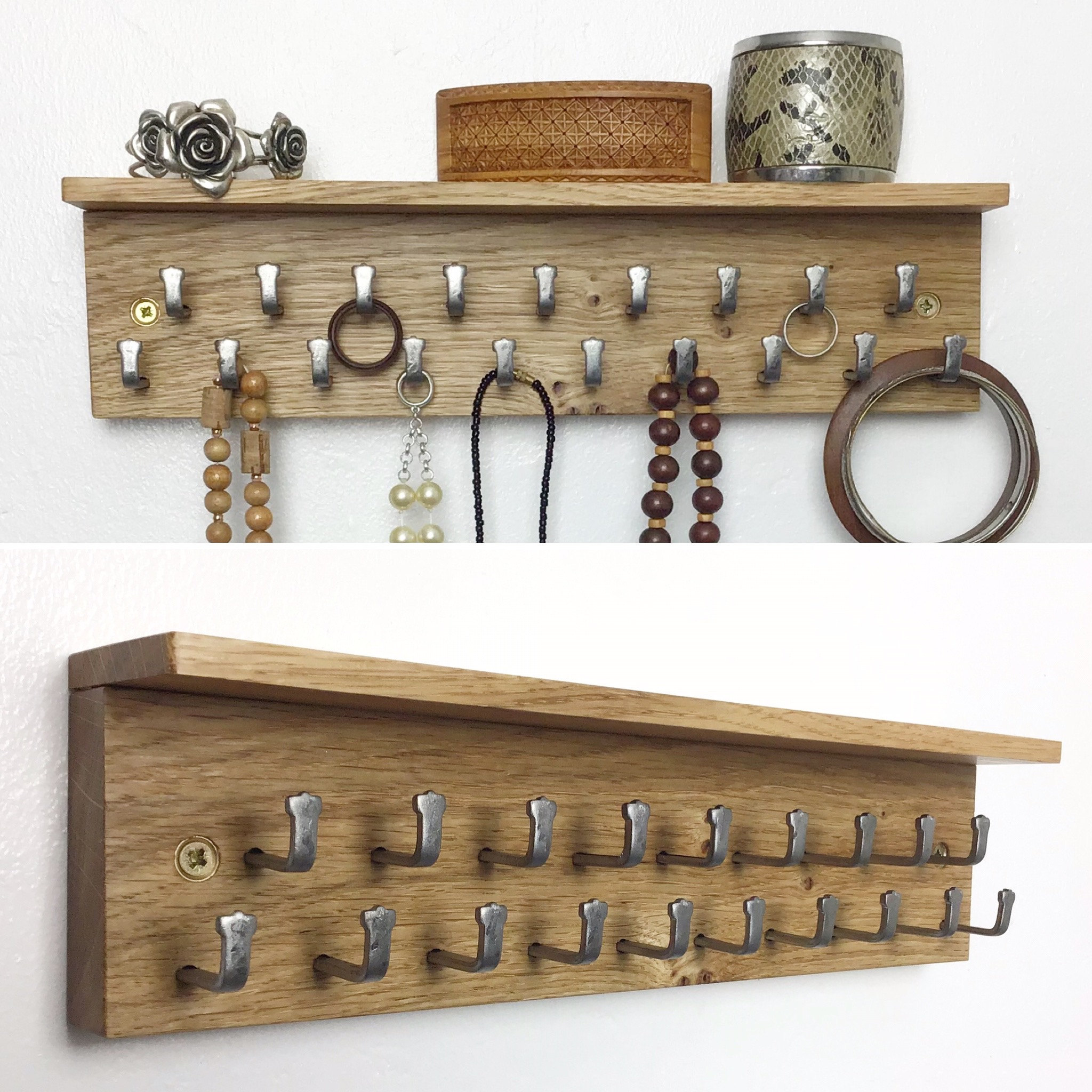 Light Oak jewellery Display Rack with shelf by gorlech UK