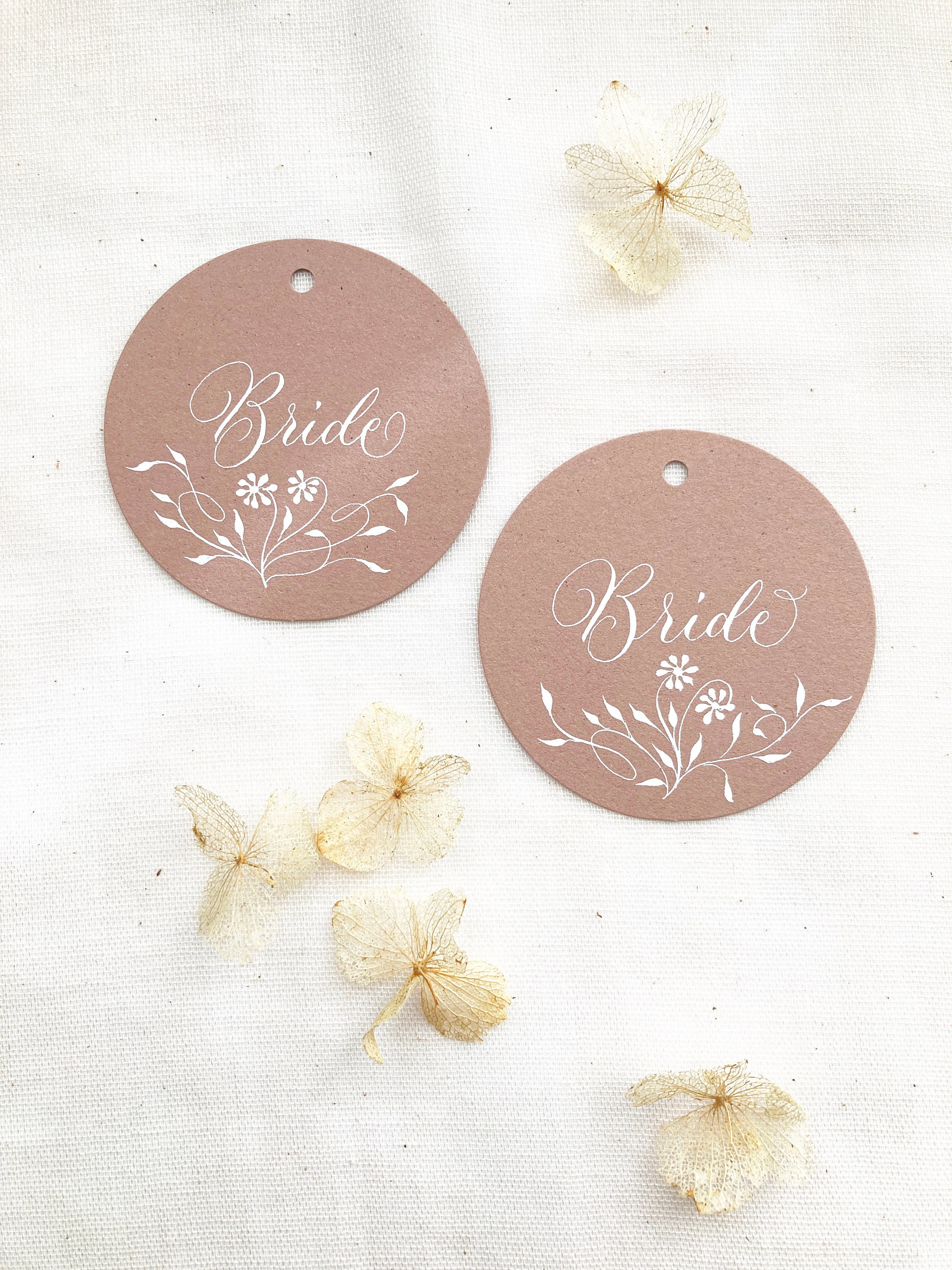 earthy natural round wedding place name circles with calligraphy