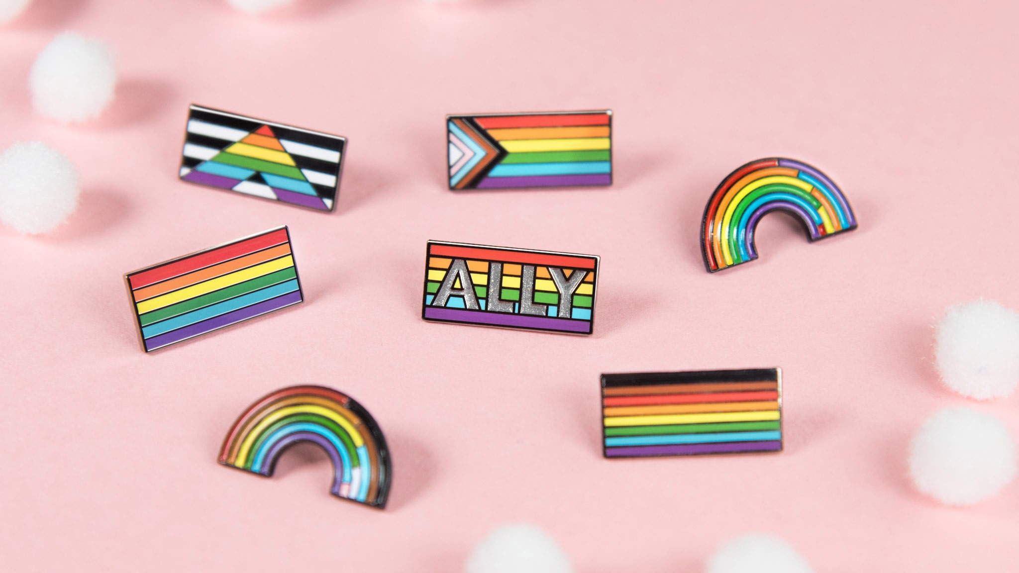 Rainbow Pride Flag Badges in London UK. Small, minimalist, tiny, discreet.