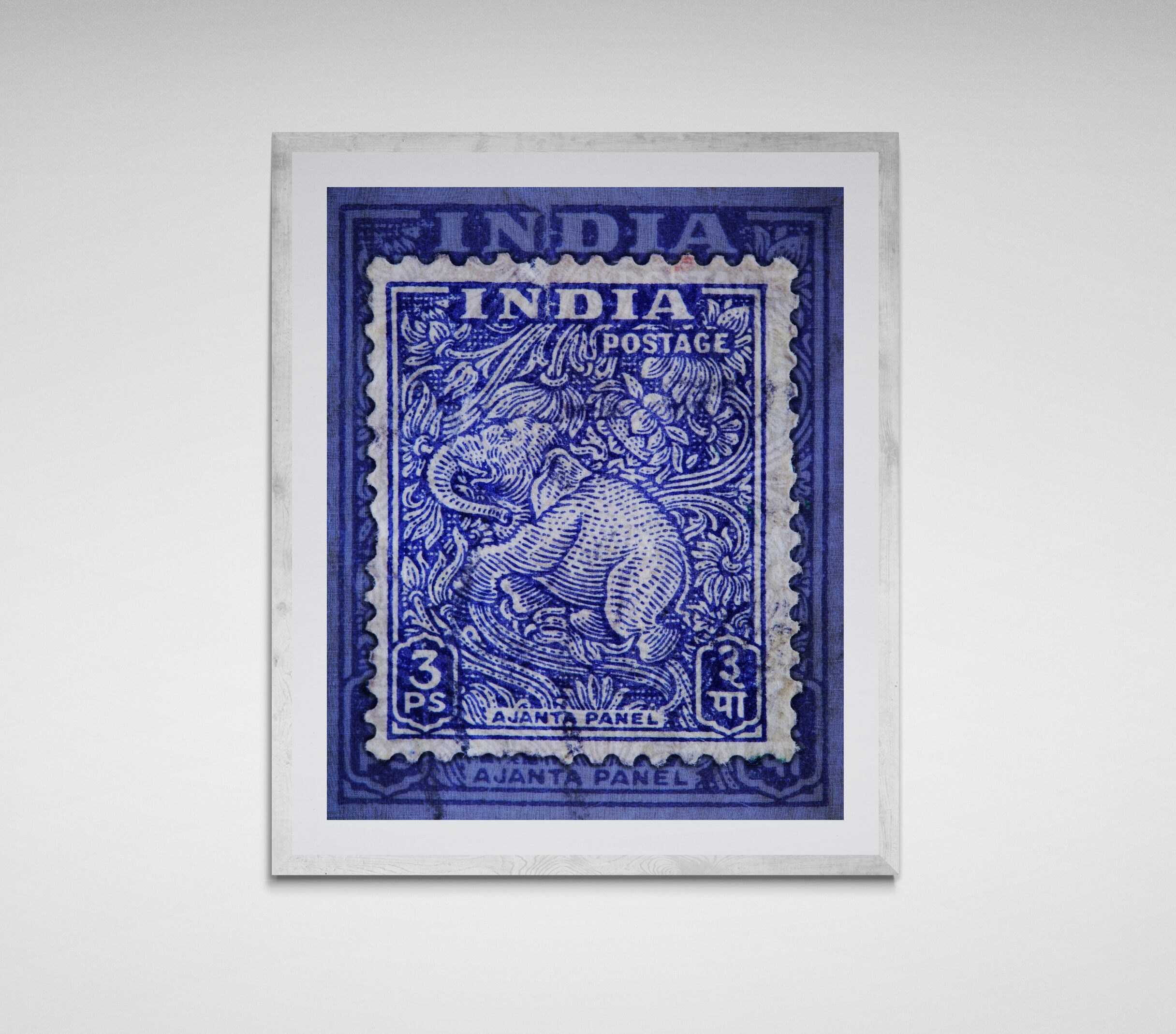 Stamp Collection Fine Art prints- india elephant vintage stamp art- stamp wall art