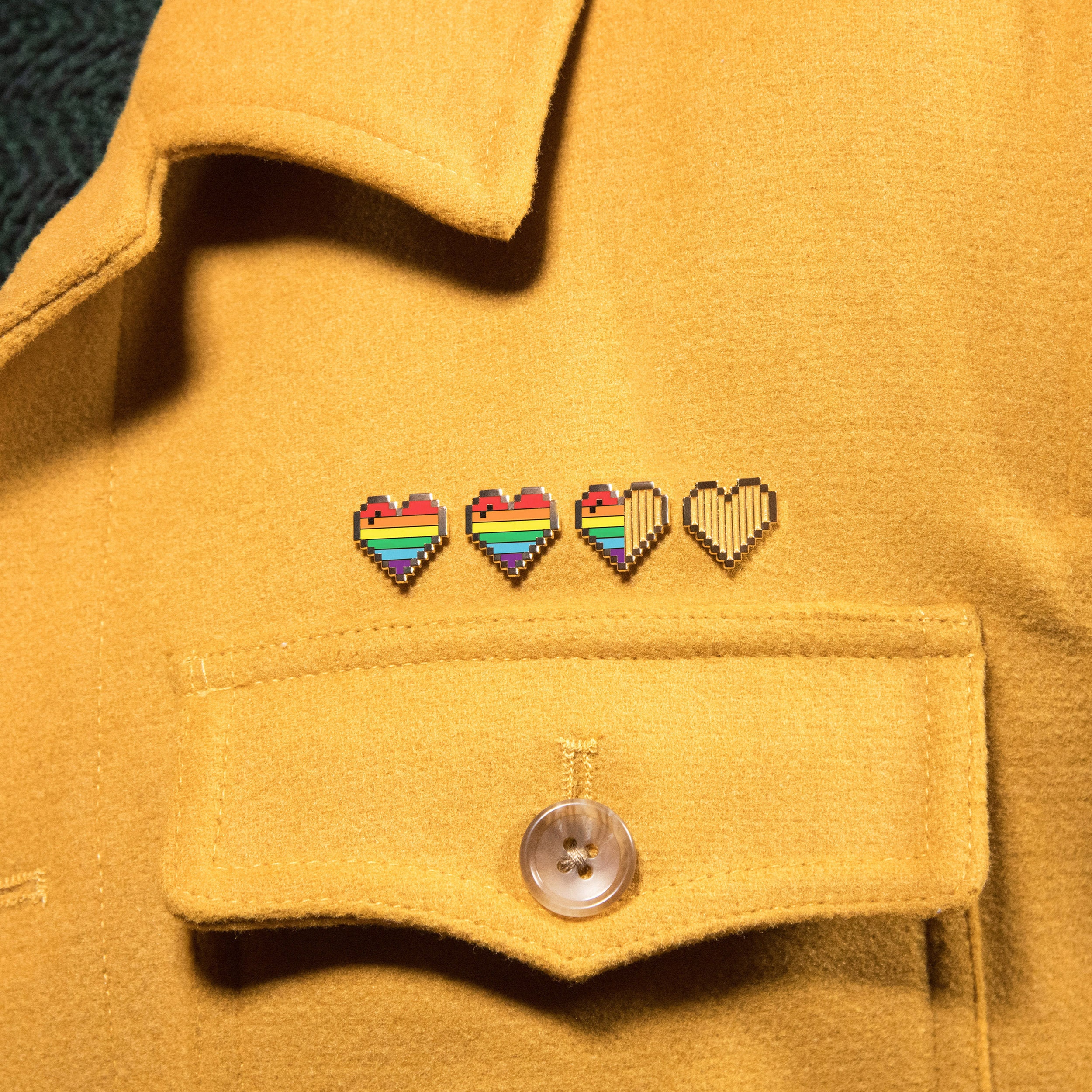 Pixel Pride Heart Enamel Pins Rainbow Gay Pride Subtle Accessory for Schools and Work