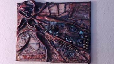 Mixed Media ; glass, fabric, resin