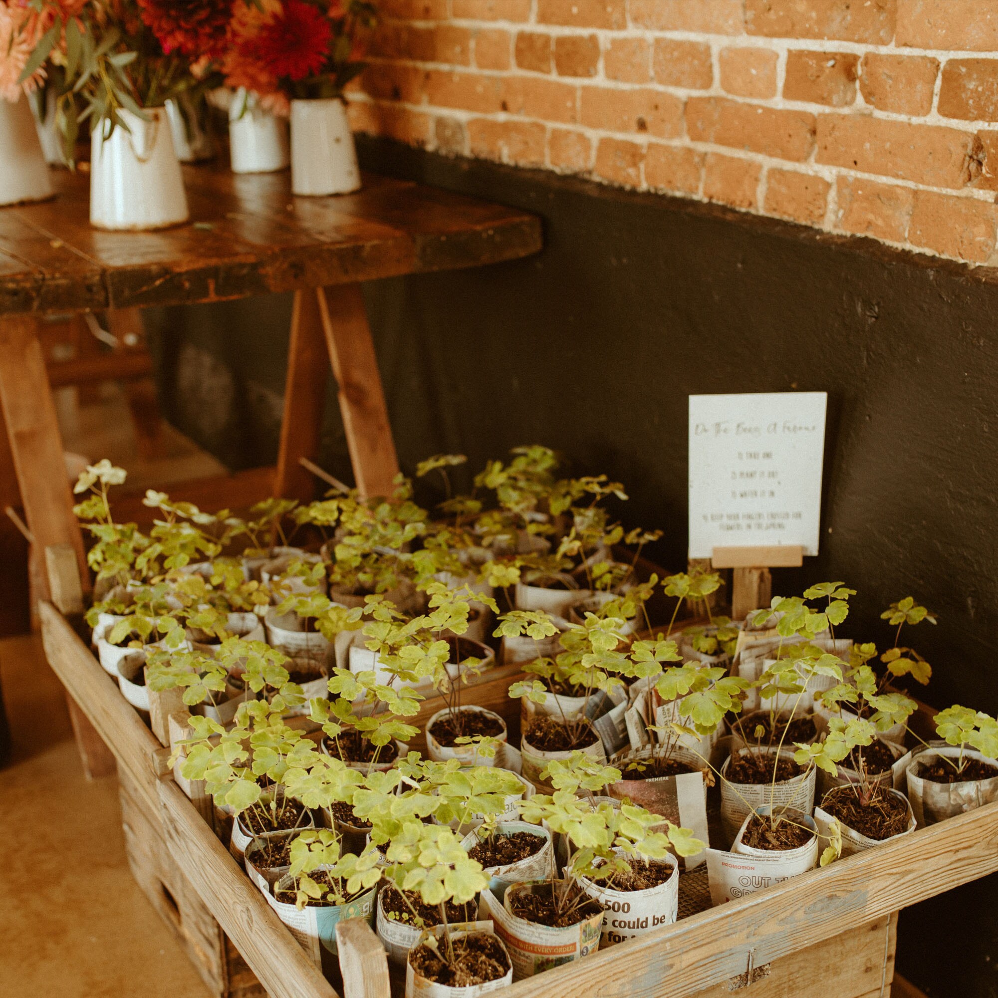 Eco friendly wedding favour signage