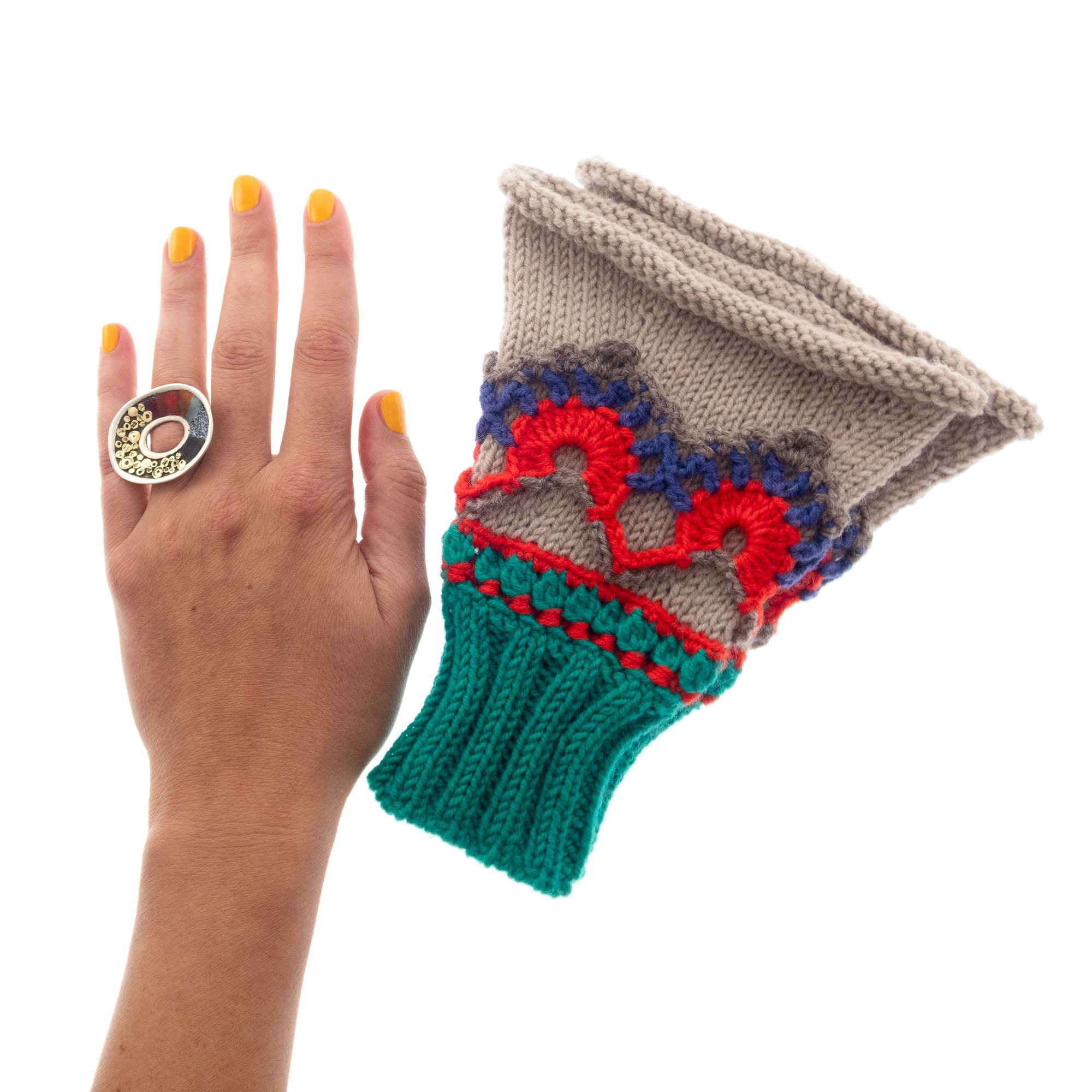 boho fingerless gloves wrist warmers