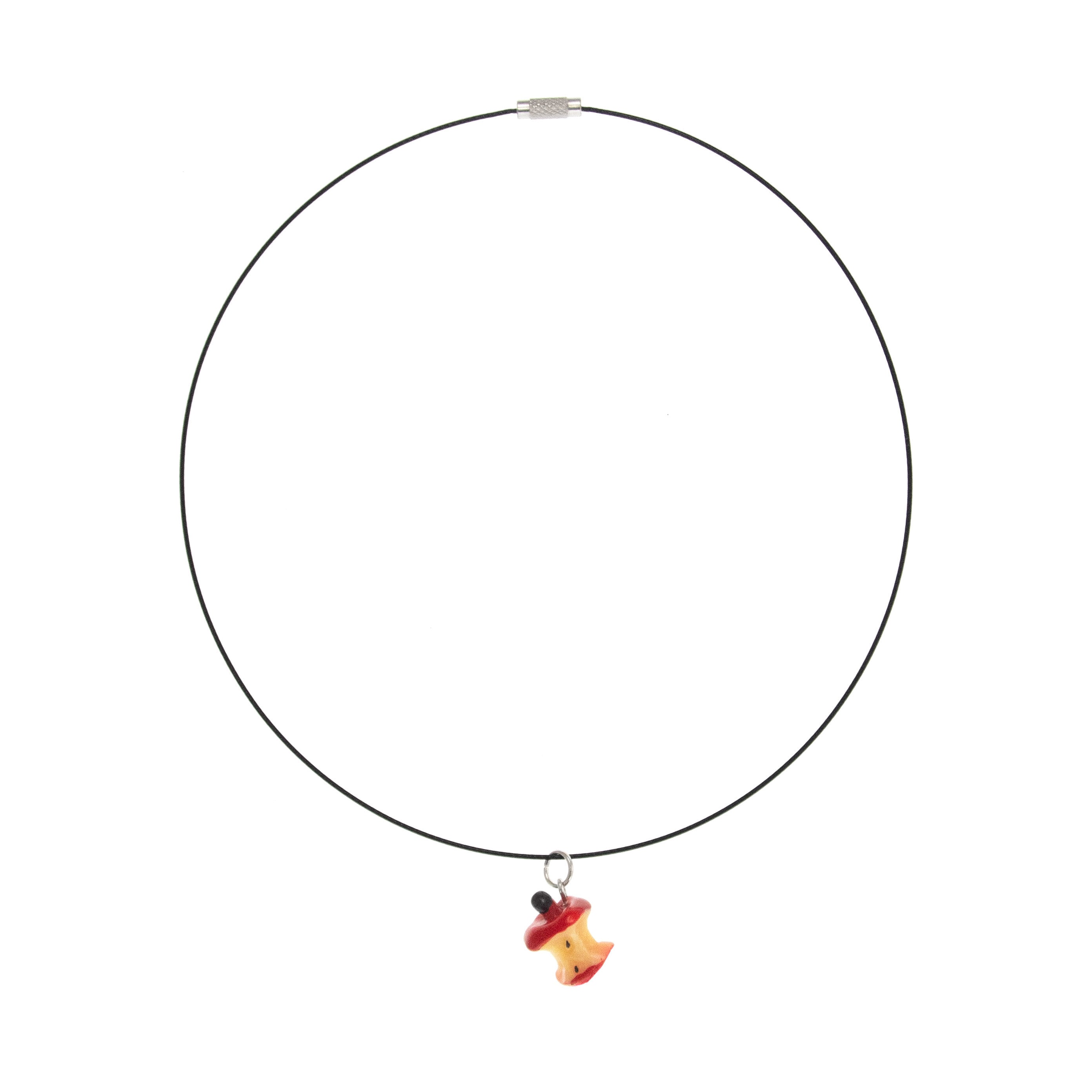 Eaten Apple Necklace. Good Presents for Vegetarians. Red Bitten Apple Shaped Statement Necklace with Charm. Best Gifts for Vegans Birthday