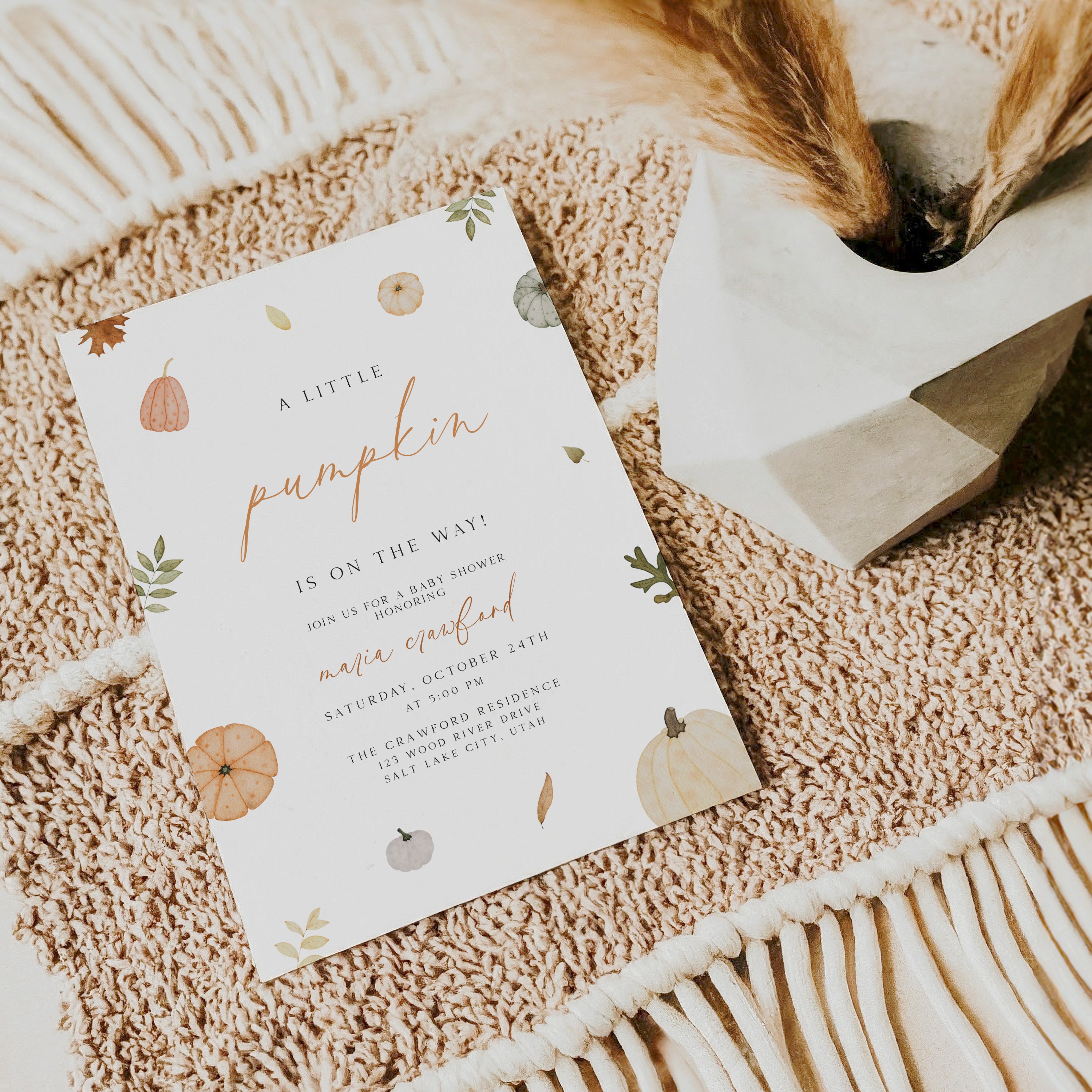 baby shower invitation on cloth