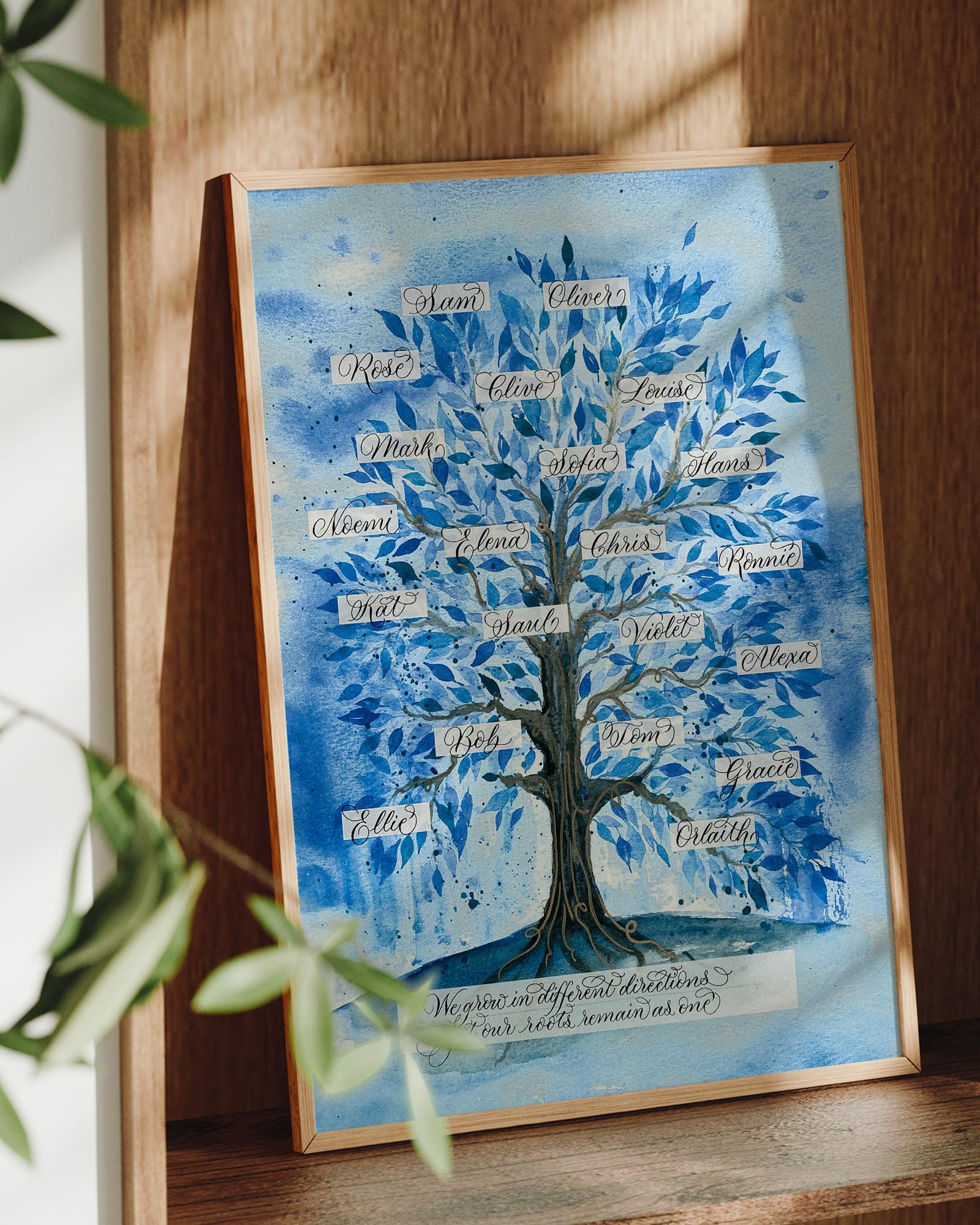 blue family tree for sapphire anniversary gift
