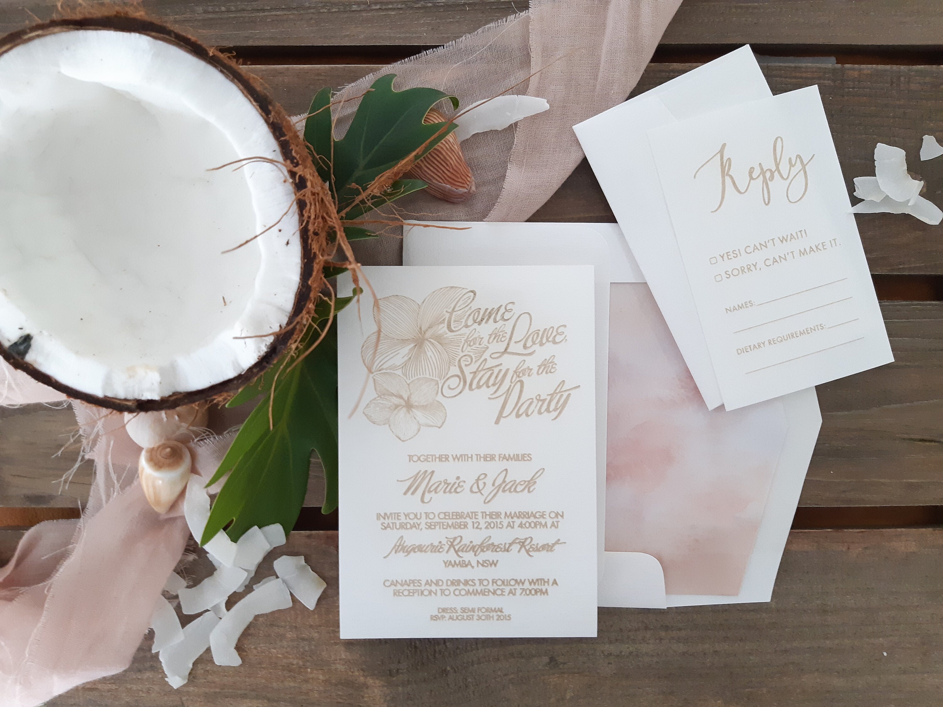 Frangipani Wedding invitation