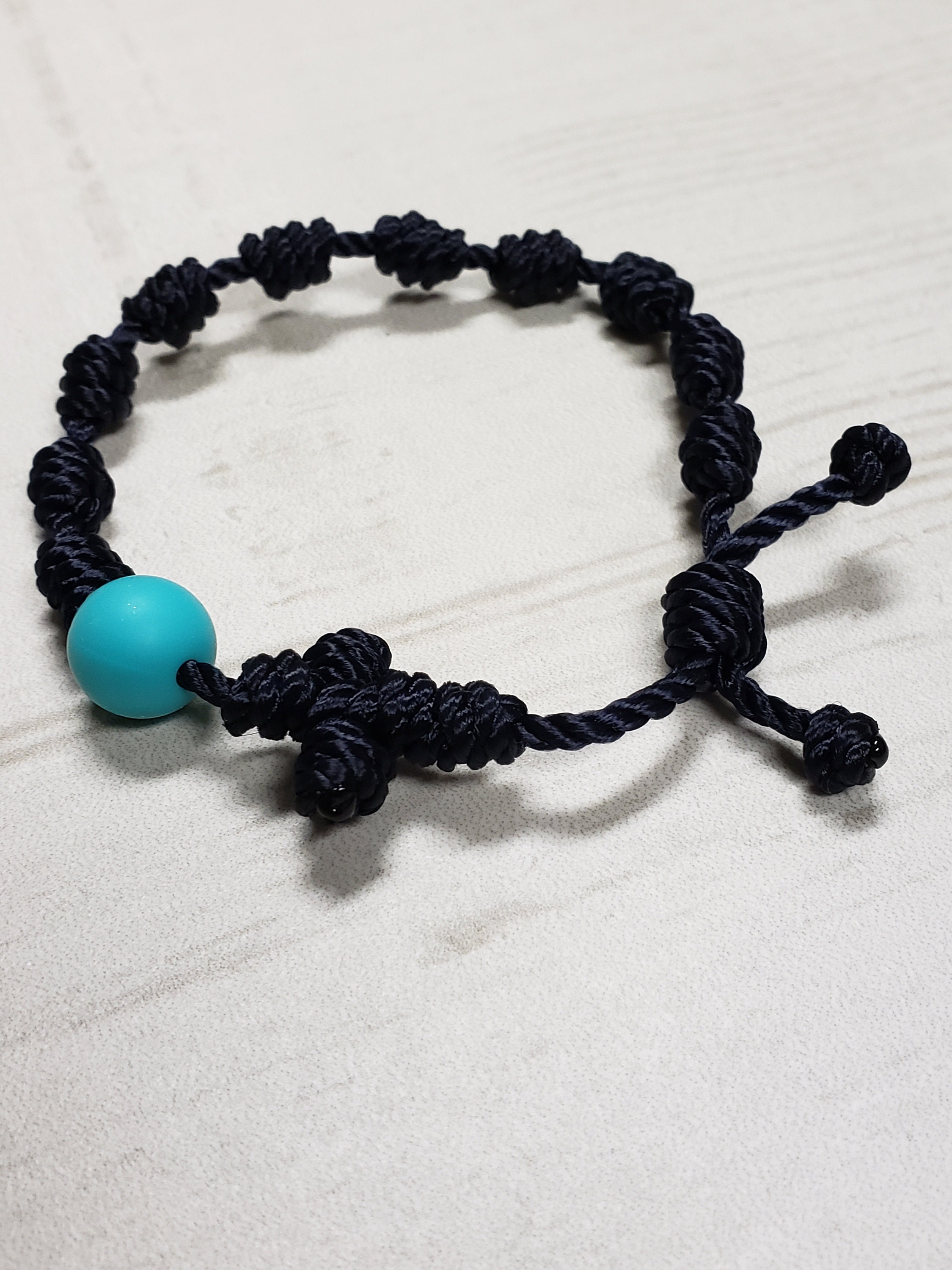 rosary bracelet, turquoise silicone bead