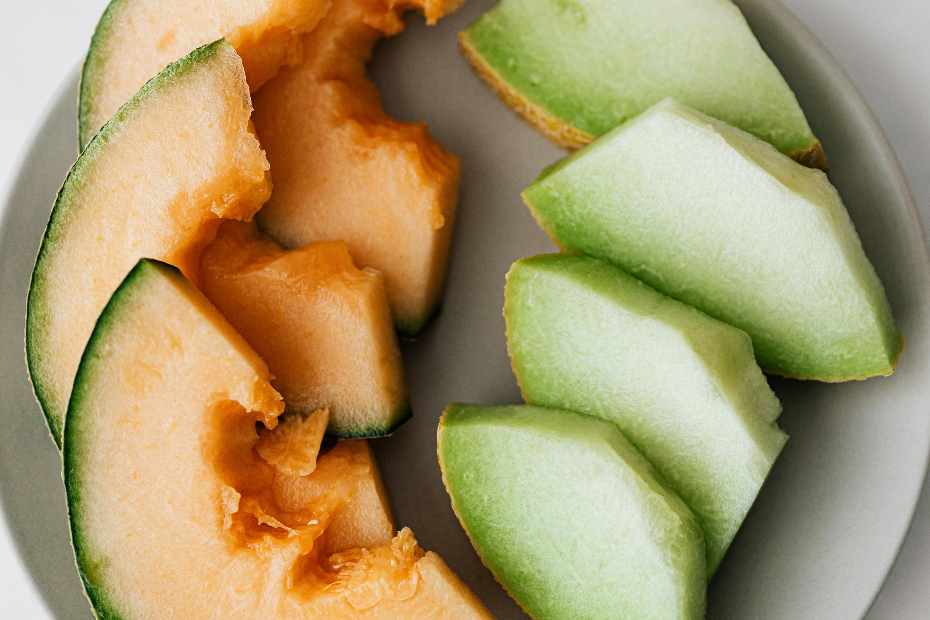 Cantaloupe and honeydew melon slices